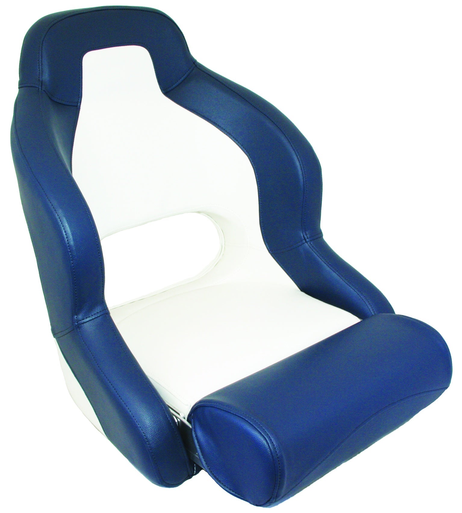 Axis H52 Flip Up Compact Seat - Dark Blue & White - Space-Saving Folding Chair for Small Apartments, Camping, and Outdoor Events