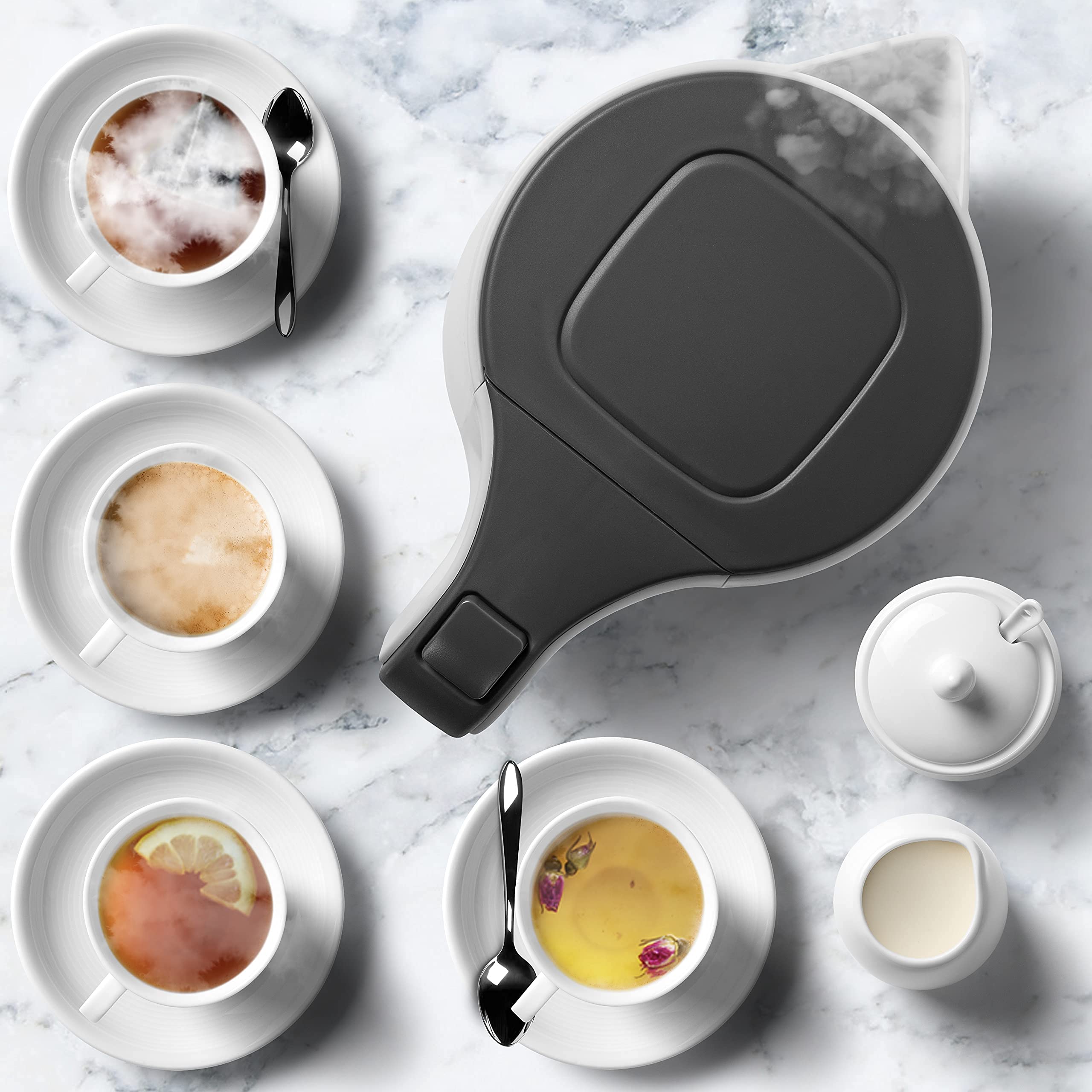 Duronic EK17 WE Cordless Electric Kettle - Fast Boiling, Dry Protection, Quiet Operation - Stainless Steel Water Boiler for Tea, Coffee, Hot Chocolate & Soup - Perfect for Home, Office & Dorm Use (White)