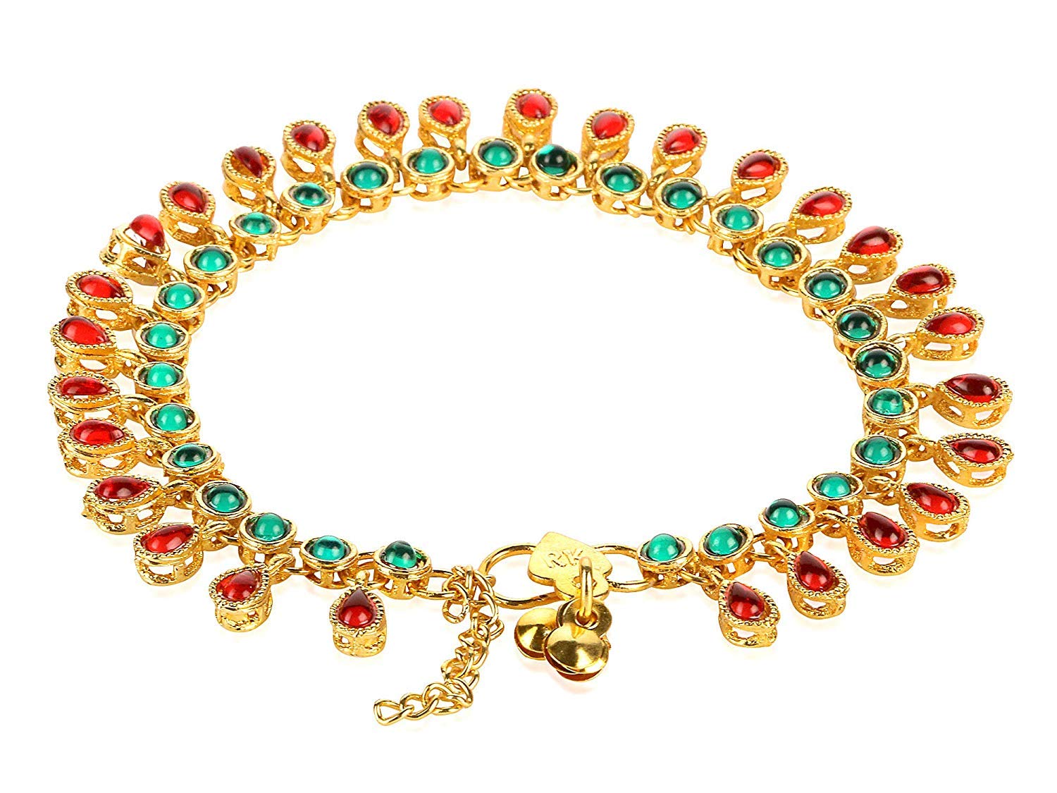 Gold Plated Indian Traditional Bollywood Style Kundan Anklet Payal for Women - Elegant Ethnic Barefoot Jewelry for Parties, Weddings & Festivals (A031MG)