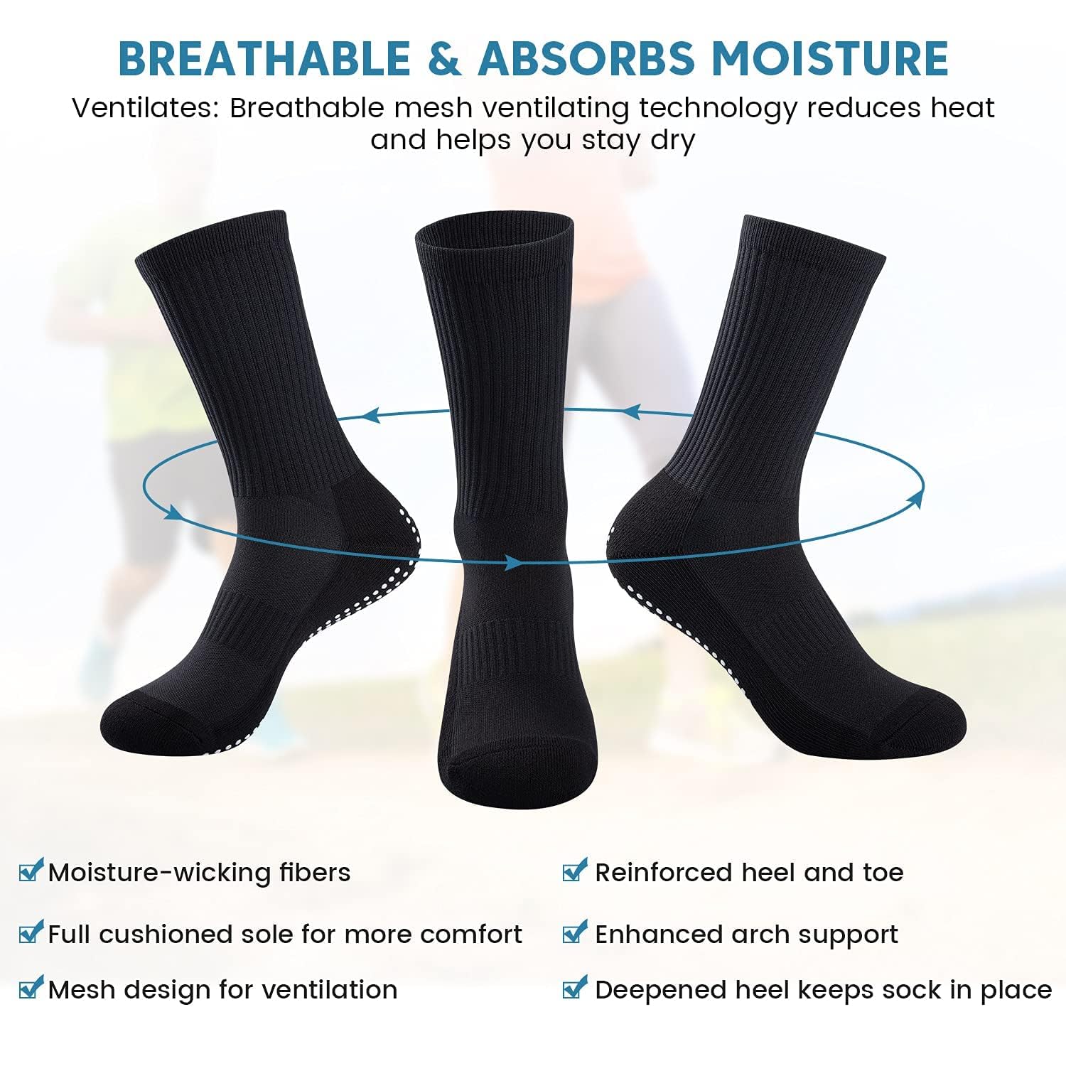 Non-Slip Grip Socks for Men & Women - Anti-Slip Soccer Socks, Yoga & Pilates Workout Socks with Traction - Perfect for Sports, Gym, Dance and Home Use