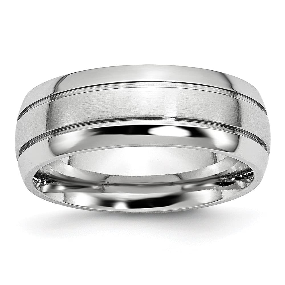 Premium 8mm Cobalt Wedding Band for Women - Polished & Satin Grooved Design | Comfort Fit, Hypoallergenic, Durable | Perfect for Engagement, Anniversary & Everyday Wear