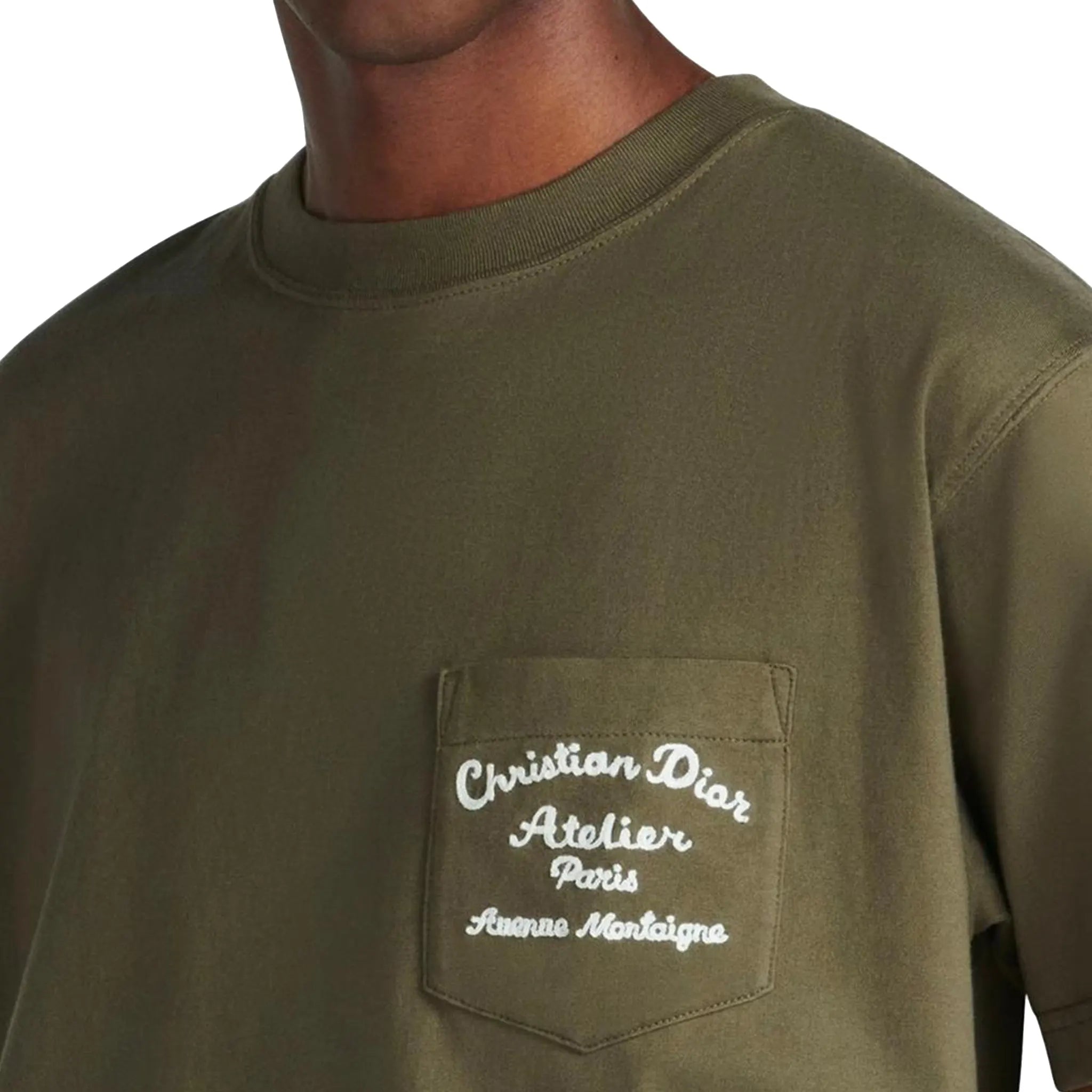 Dior 'Christian Dior Atelier' Relaxed Fit Khaki Cotton T-Shirt for Men - Casual Luxury Streetwear for Everyday Wear & Fashion Outings