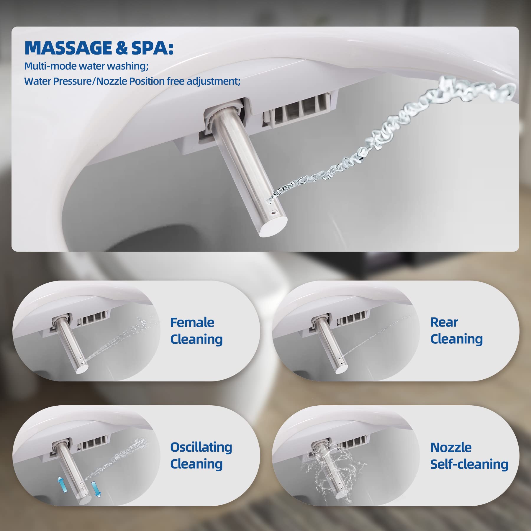 Smart Heated Bidet Toilet Seat Round - Unlimited Warm Water, Vortex Wash, Warm Air Dryer, Rear/Front Wash & LED Light - Perfect for Modern Bathrooms & Luxury Home Upgrades