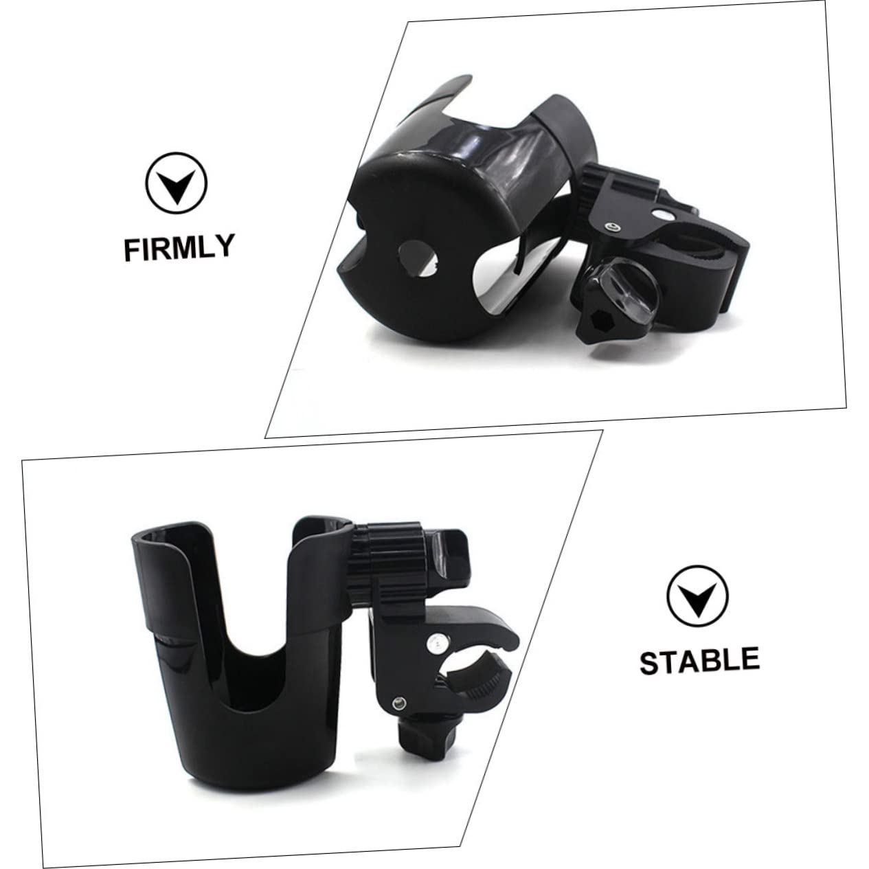 VICASKY Black Stroller & Bike Bottle Holder - Universal Drink Cup Holder for Strollers, Cruisers & Handlebars - Perfect for Cycling, Jogging & Outdoor Activities