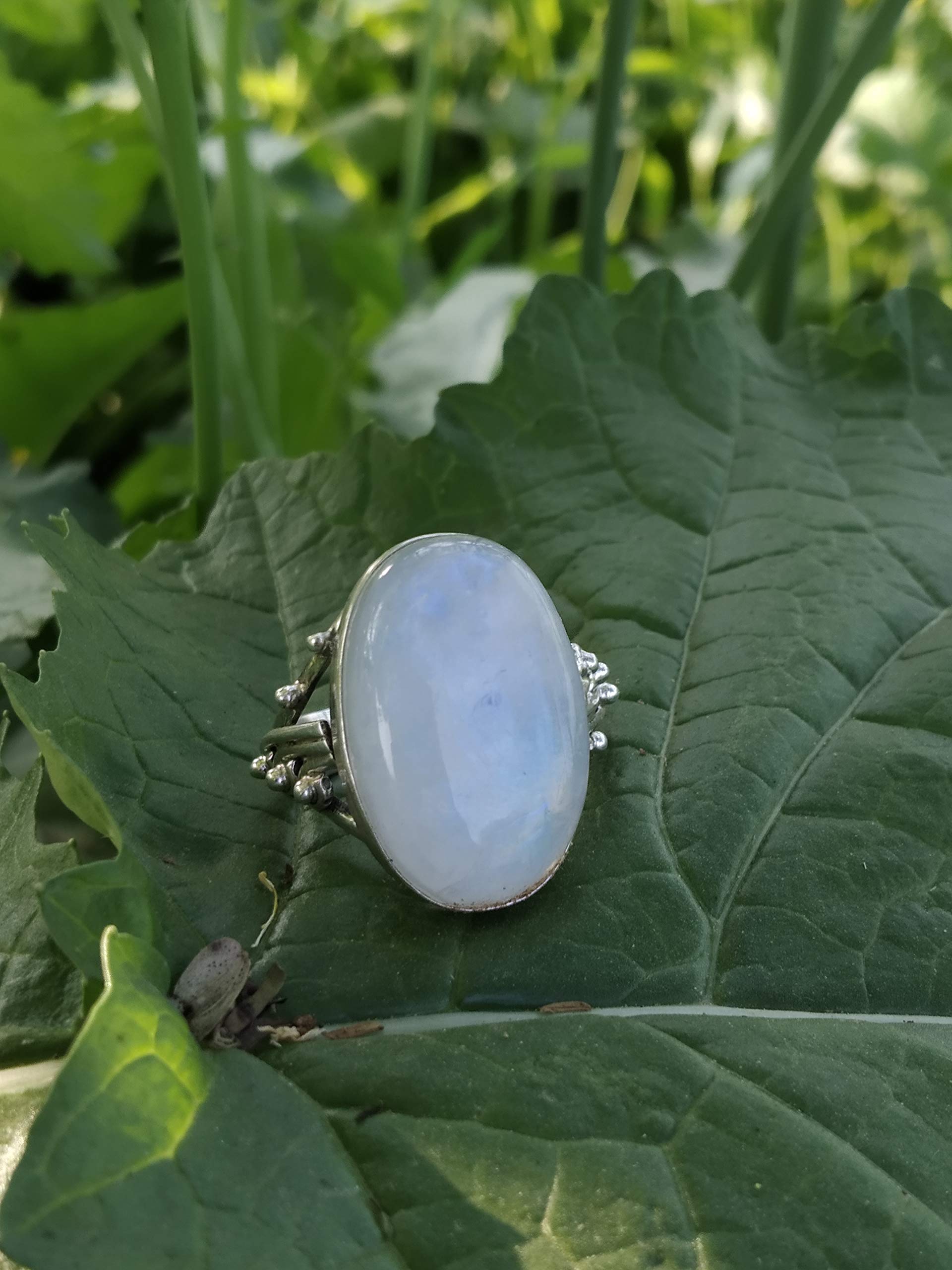 Rainbow Moonstone Silver Ring – Handmade Vintage Jewelry for Engagement, Bridal & Boho Style | Genuine Stone Solitaire Statement Ring – Perfect Gift for Her, Wedding, Anniversary & Special Occasions