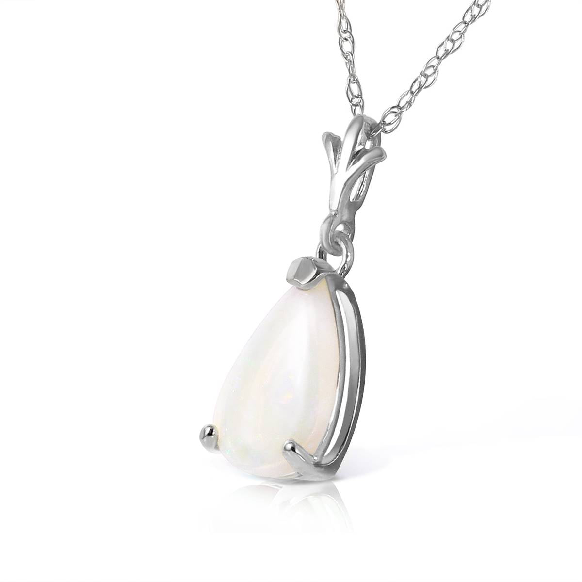 0.77 Carat 14K Solid White Gold Necklace with Natural Opal Gemstone - Elegant Dainty Jewelry for Women, Perfect Gift for Birthday, Anniversary & Special Occasions