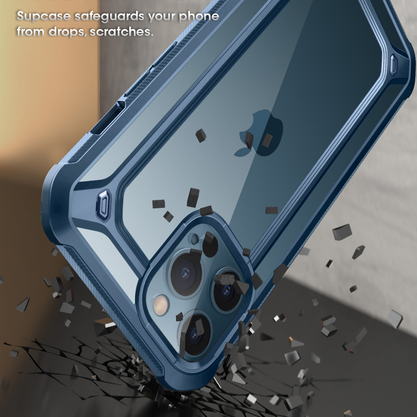 iPhone 12 Pro Max 6.7 inch Unicorn Beetle Exo Clear Case - Shockproof Protective Cover with Raised Bezels, Blue Transparent Slim Design for Everyday Use & Outdoor Activities