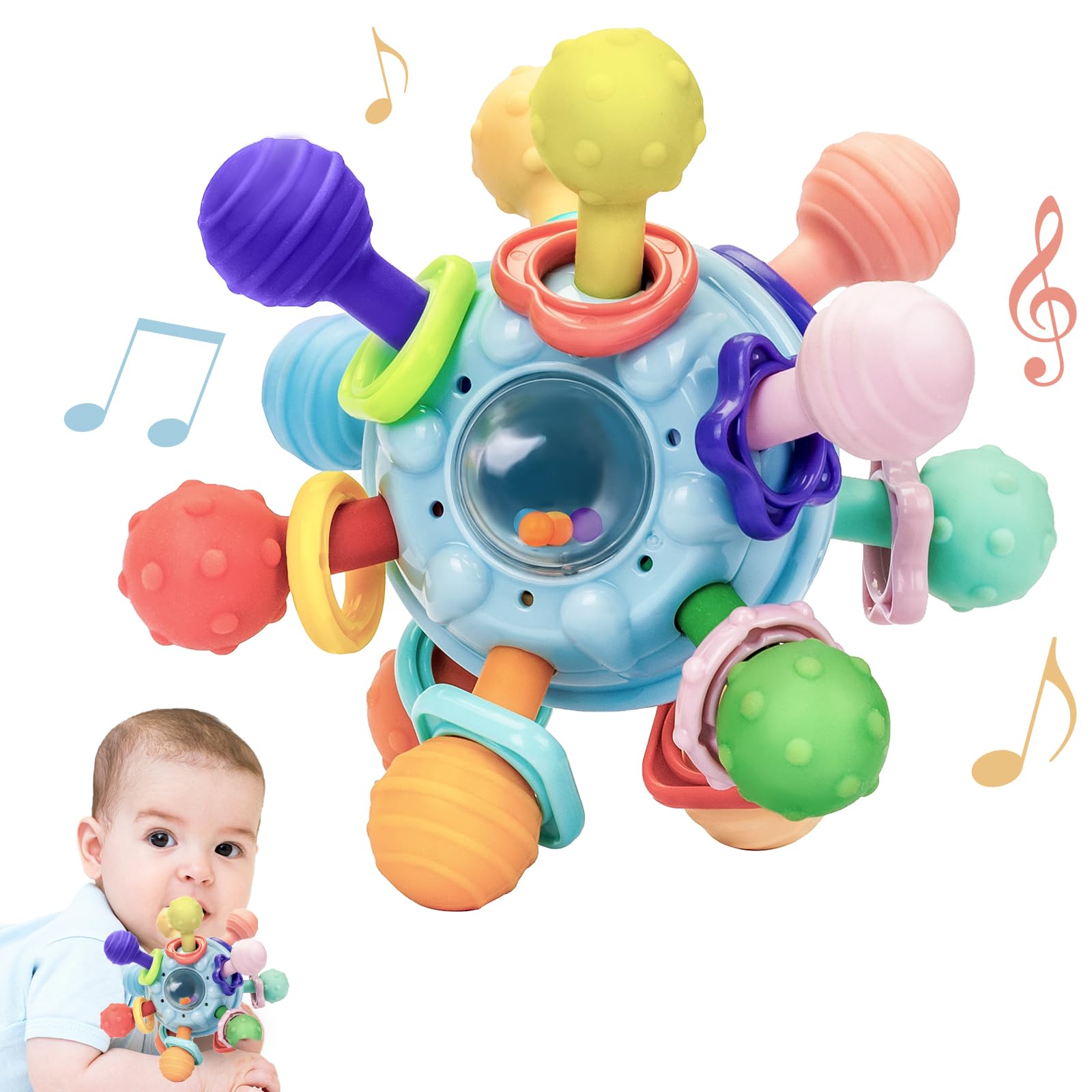 Accevo Baby Teething Toys - Soft Silicone Teether for Infants 6-12 Months | Soothing Chew Toy for Sore Gums, Montessori Sensory Toy for Newborns | Perfect for Daycare, Travel & Home Use