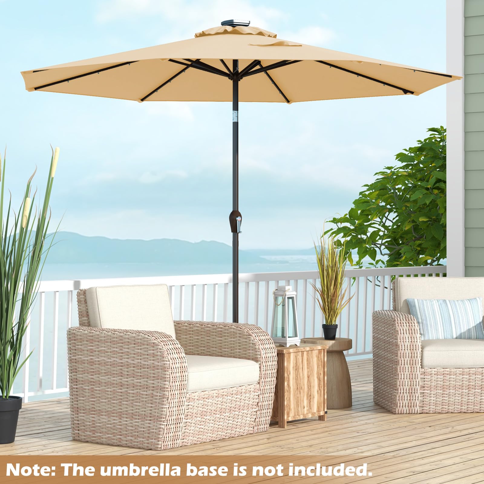 Giantex 9ft/10ft Solar LED Patio Umbrella with Crank & Tilt - Waterproof Outdoor Market Umbrella for Backyard, Deck, Pool, Beach - Perfect for Dining, Lounging & Outdoor Parties