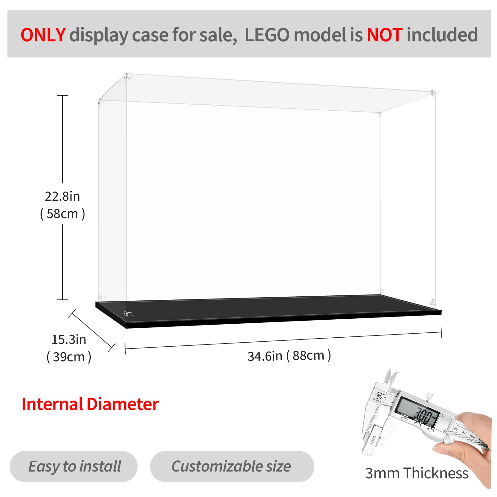 Premium Acrylic Display Case for LEGO 75192 Millennium Falcon - 34.64x15.35x22.83 Inches (88x39x58cm) - Dust-Proof Protection for Star Wars Collectibles - Perfect for Home Display, Office Decor & Gift for LEGO Fans