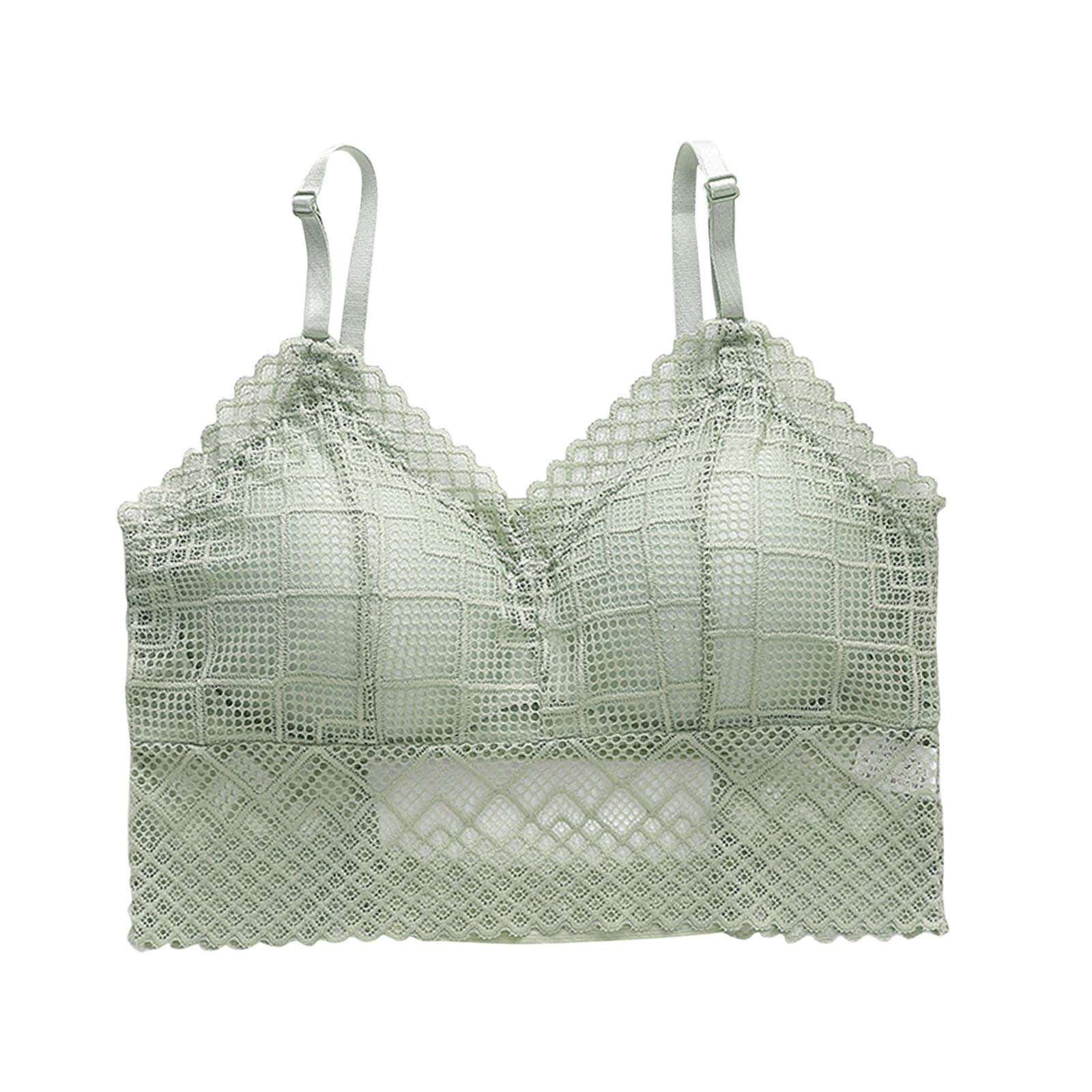 Sexy Lace Camisole Bra for Women - Comfortable Backless Underwear Top, Base Layer Lingerie in Green (One Size) - Perfect for Date Nights, Boudoir Photos & Layering Under Sheer Tops