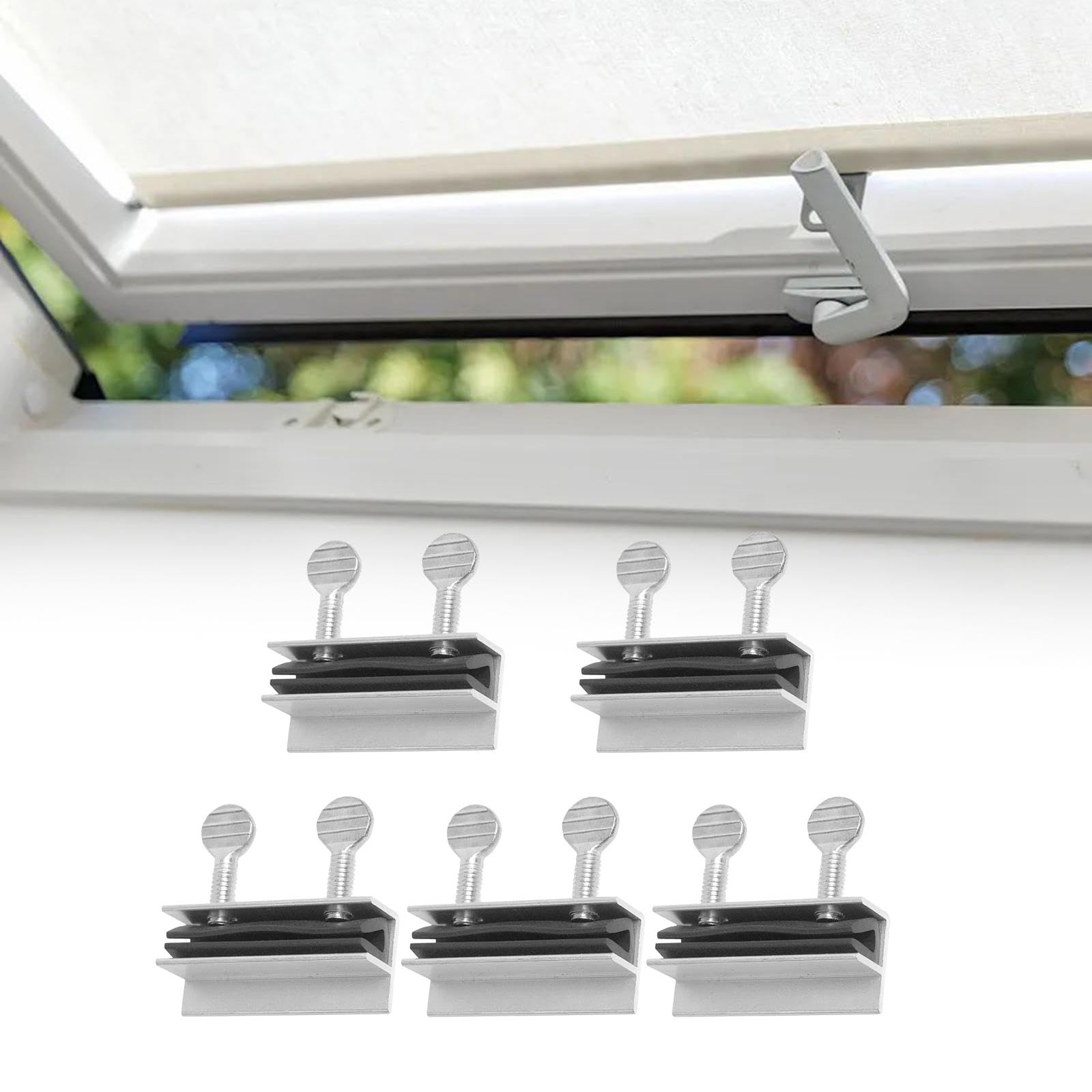 5Pcs Window Lock - Child Safety Window Restrictor, Anti-Theft Lock Buckle, Easy Install Door Lock Stopper (24x24x60mm) for Home, Patio & Sliding Windows - Prevent Accidental Falls & Burglary
