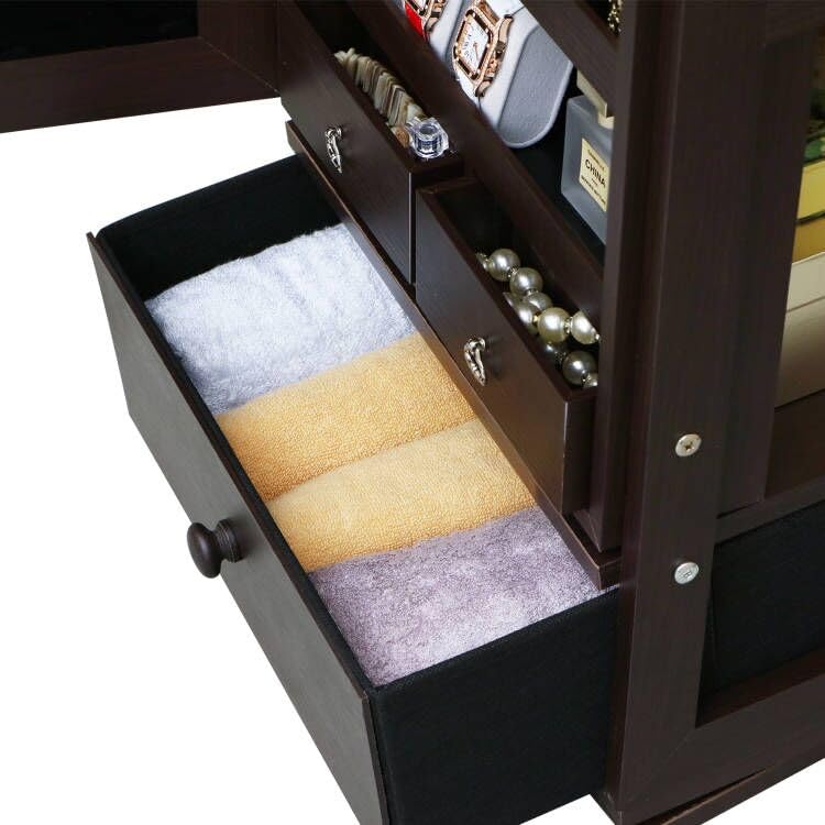 Swivel Full-Length Mirror Jewelry Cabinet with Lockable Storage - 63.7
