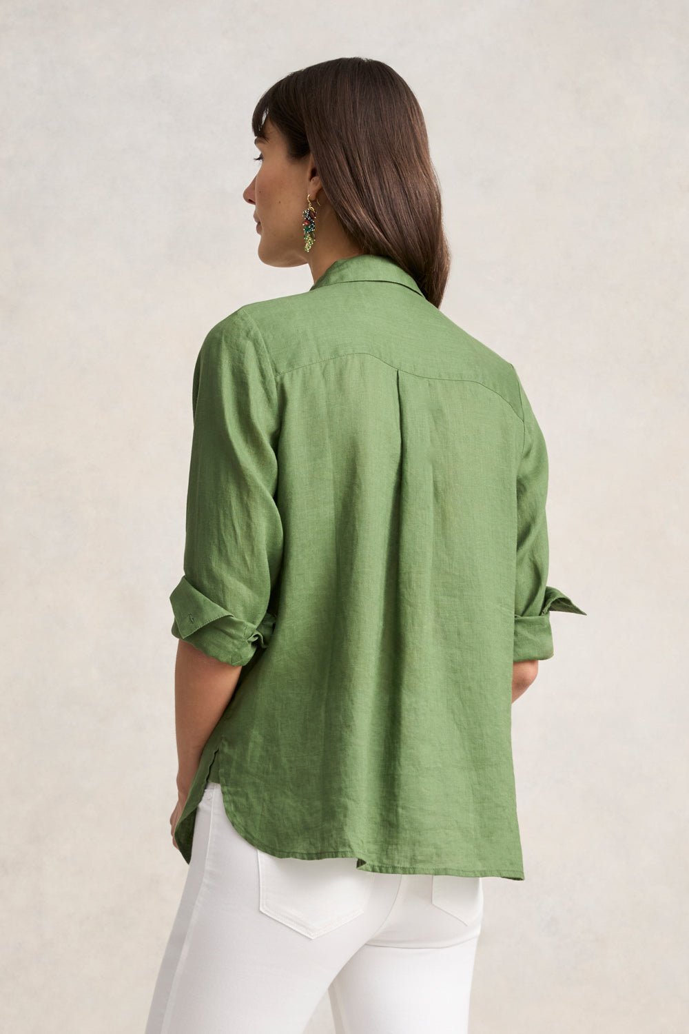 Lace Trim Linen Shirt for Women - Breathable Khaki Summer Blouse - Casual Office Wear & Vacation Outfit