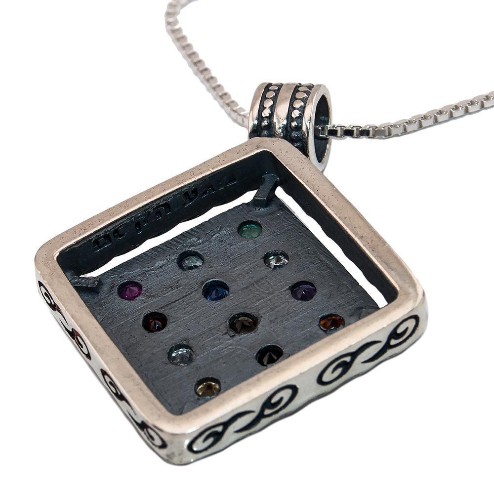 925 Silver Kabbalah Pendant with Breastplate Stones - Authentic Jewish Jewelry for Spiritual Protection & Blessings | Perfect for Religious Ceremonies, Daily Wear & Gift Giving