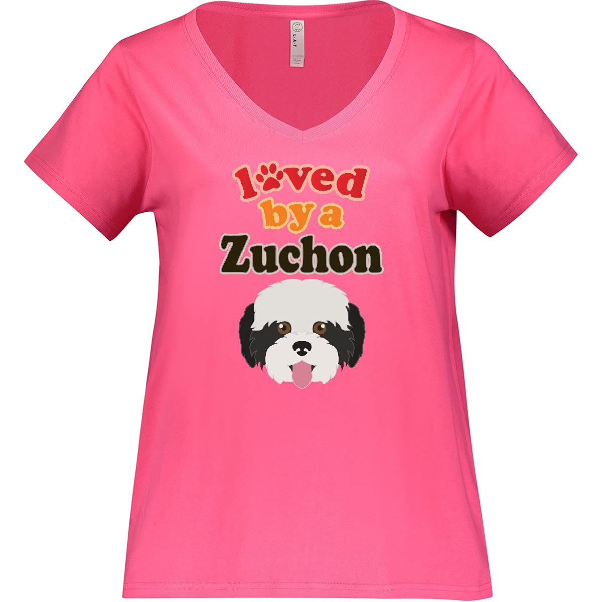 Inktastic Zuchon Dog Lover Gift - Women's Plus Size V-Neck T-Shirt for Dog Owners | Cute Casual Tee for Dog Moms, Walks & Pet Lovers