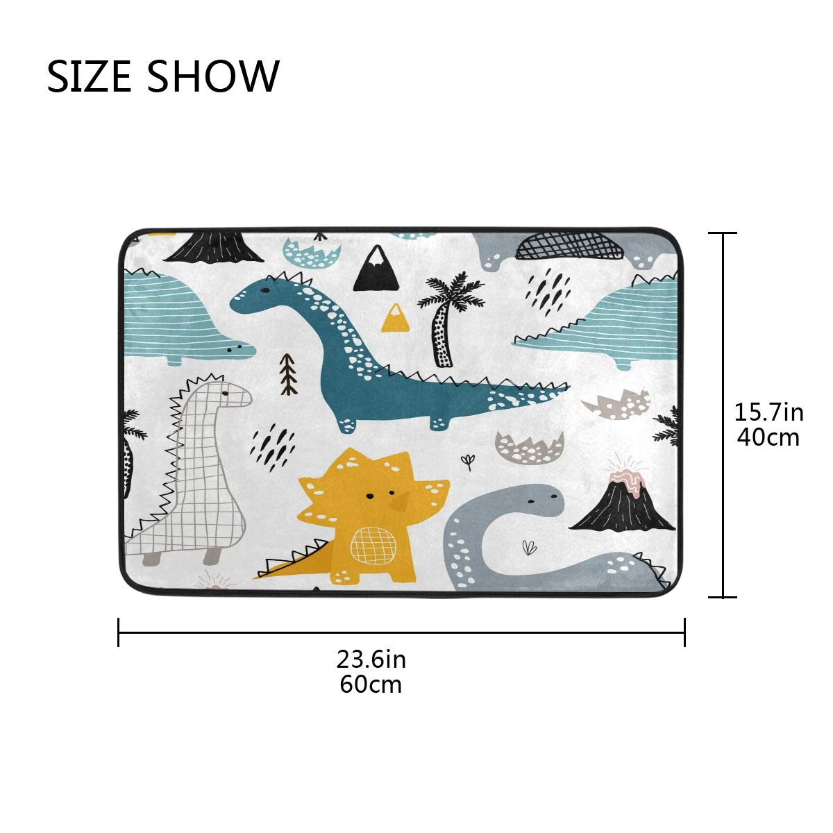 Non-Slip Dinosaur Bath Mat - Super Absorbent Bathroom Rug with Funny Dino Design, 24x16 Inch - Perfect for Kids' Bathroom, Nursery Floor, or Playroom Decor - Anti-Skid Shoe Scraper & Dirt Trapper Doormat