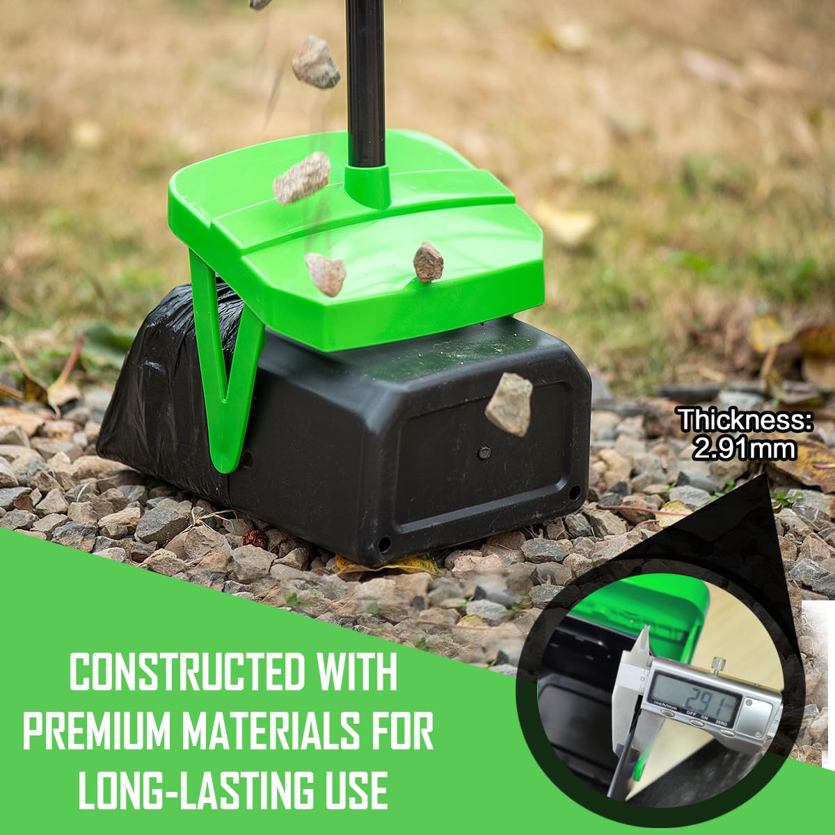 Premium Dog Pooper Scooper with Swivel Bin & Rake - Includes 20 Waste Bags - Bag Attachment for Large, Medium & Small Dogs - Leak-Proof Lid for Lawn, Yard & Kennel - Ideal for Pet Waste Cleanup & Outdoor Maintenance