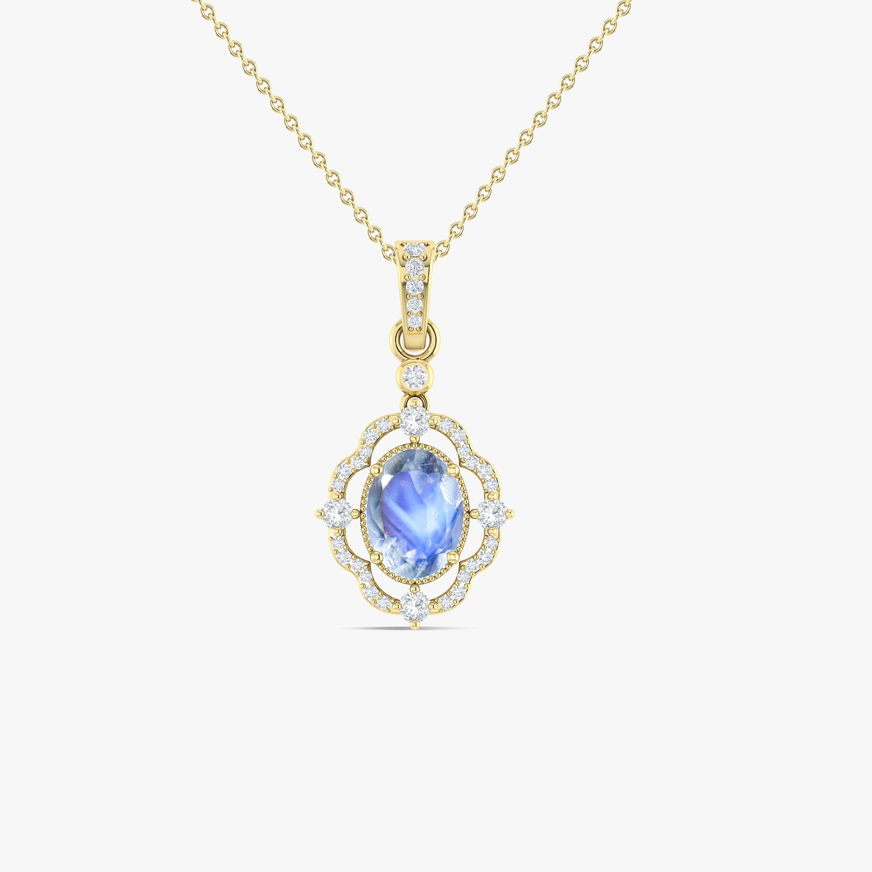 Rainbow Moonstone Gemstone Pendant Necklace - Natural Healing Stone Jewelry for Women - Perfect for Meditation, Yoga & Spiritual Gifts