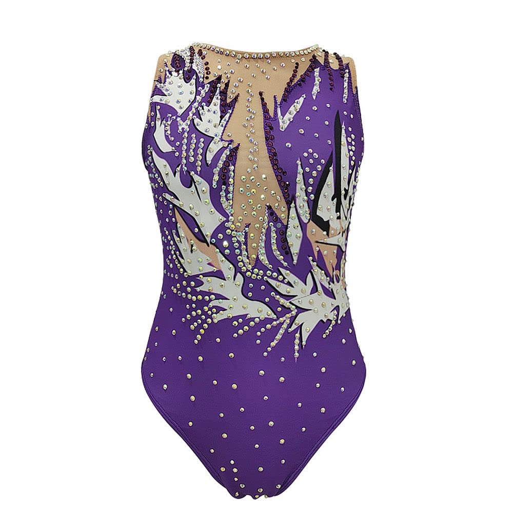 LIUHUO Women's Synchronized Swimming Suit - Ballet Dance Leotard for Gymnastics & Performance - Purple - Perfect for Water Ballet, Dance Competitions & Artistic Swimming Practice