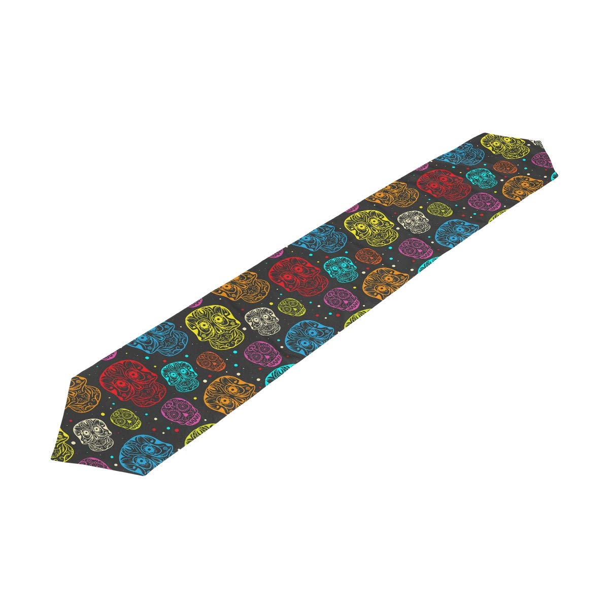 DOMIKING Day of the Dead Sugar Skull Halloween Table Runner - 70 Inch Two-Sided Dining Table Decor for Día de los Muertos, Halloween Parties & Thanksgiving Dinner Decorations