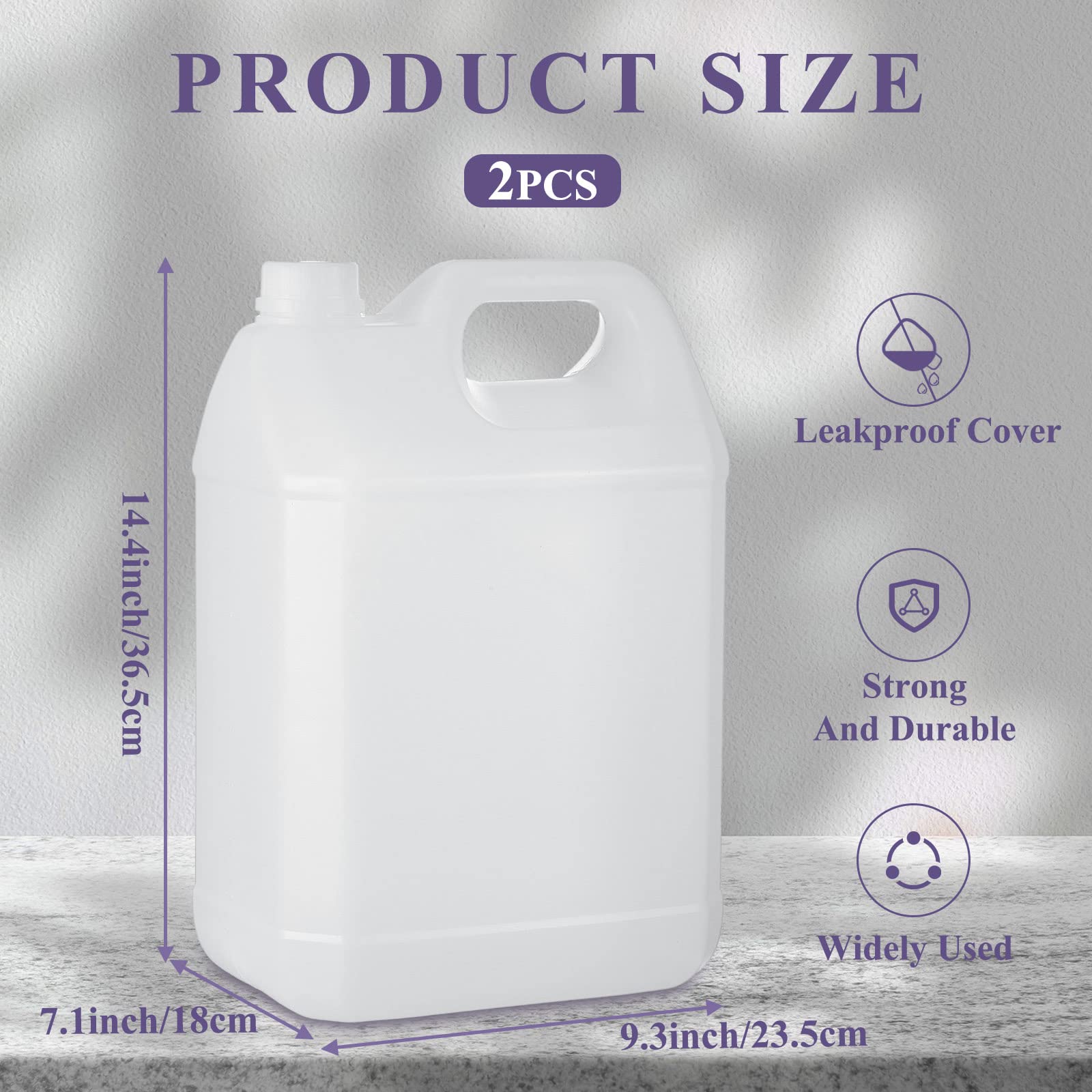 2 Pack 2.5 Gallon White HDPE Plastic Storage Jugs with Lids & F-Style Handle - Food Grade Water Containers for Water, Juice, Oil, Chemicals - Perfect for Home, Restaurant, Camping & Emergency Storage