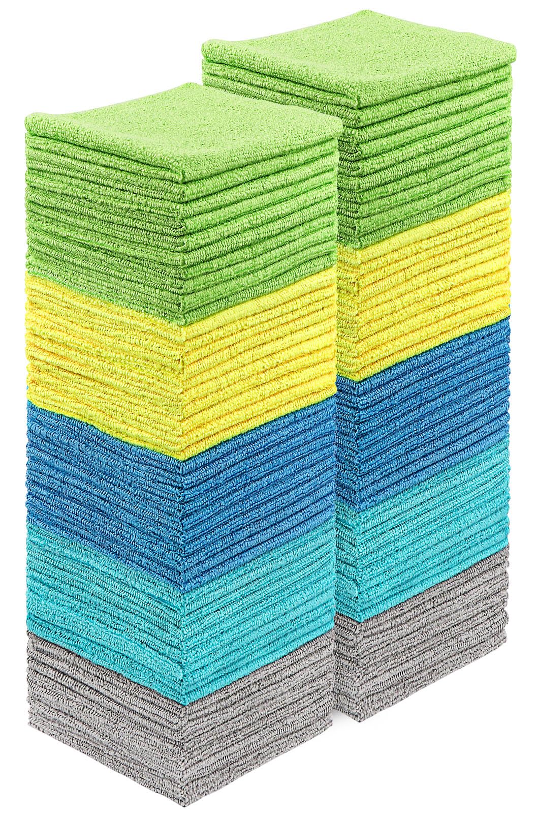 HOMEXCEL 100-Pack Premium Microfiber Cleaning Cloths - Super Absorbent, Lint-Free & Scratch-Free Cleaning Towels (11.5