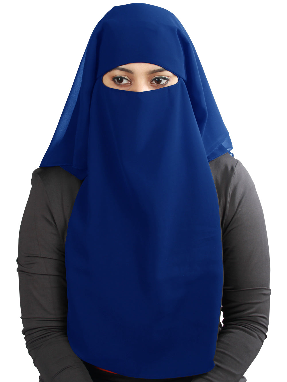 Black Georgette 3-Layer Niqab for Women - Modest Islamic Face Covering for Prayer, Travel, and Daily Wear