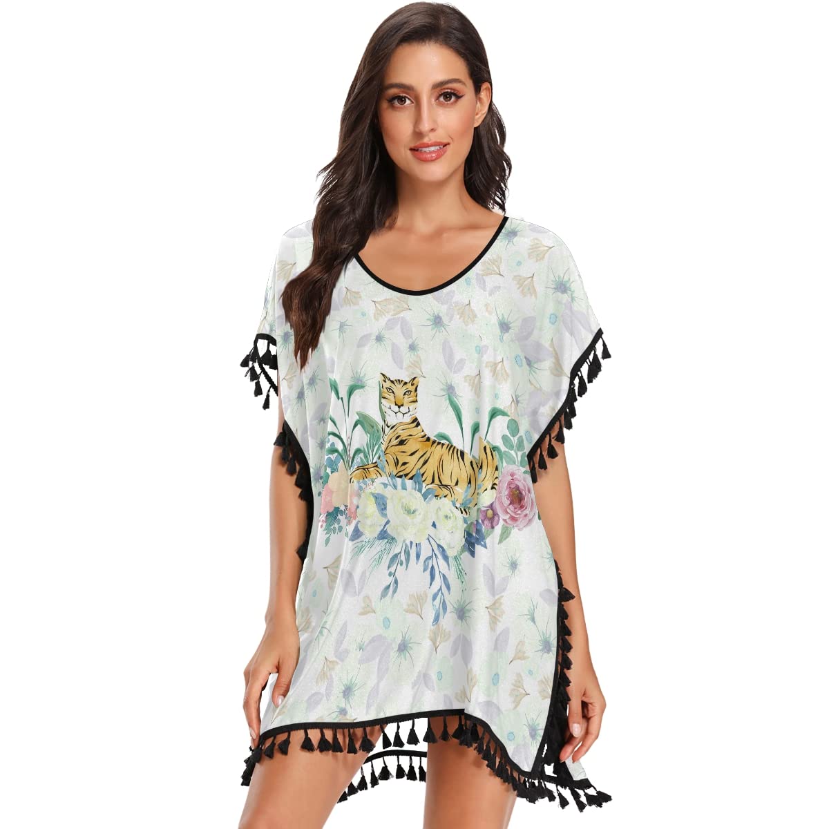XUWU Women's Chiffon Tassel Bikini Cover Up - Lightweight Beach Swimsuit Cover Dress for Pool, Vacation & Summer Outfits