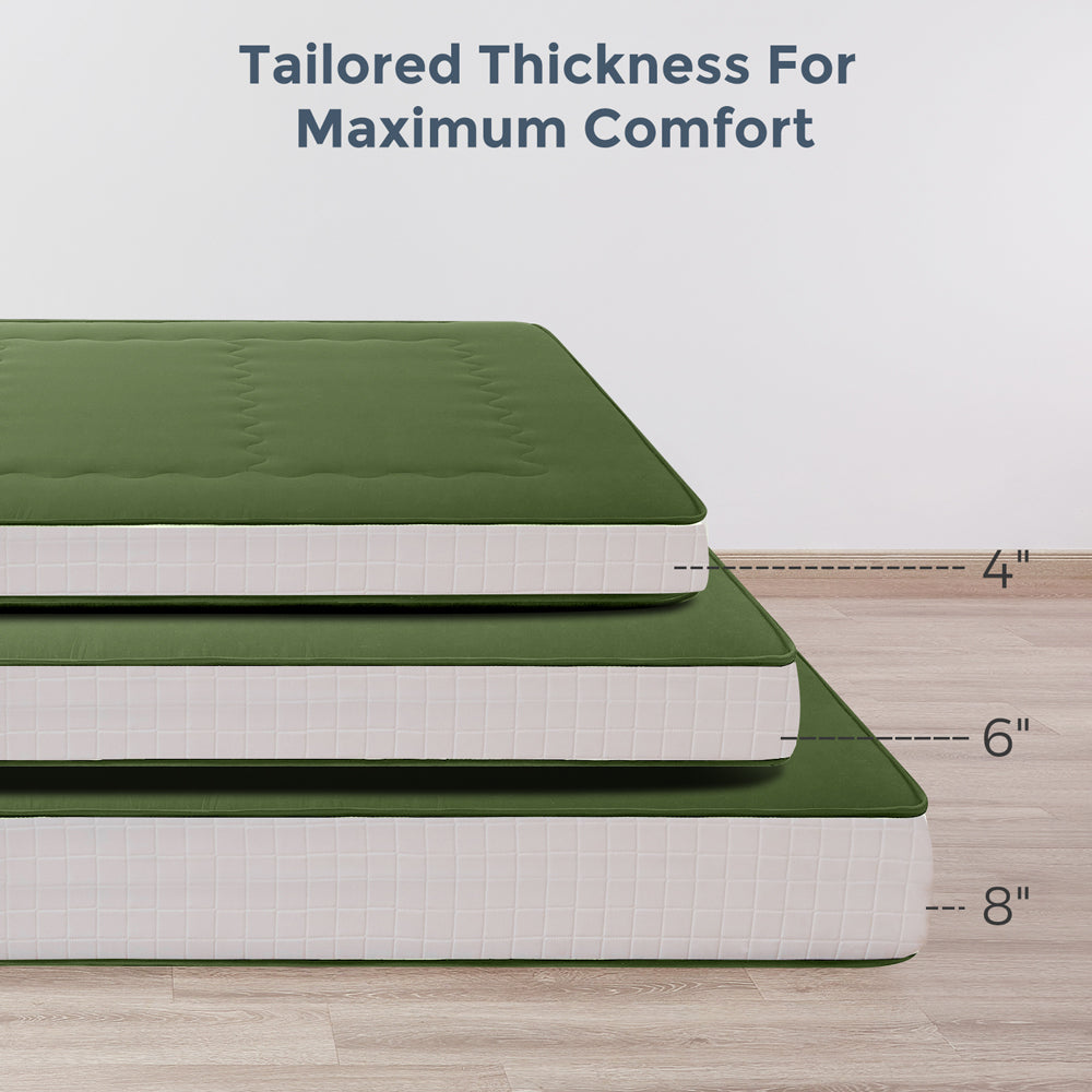 MAXYOYO Padded Japanese Floor Mattress - Green Foldable Roll Up Futon Mattress for Bedroom, Guest Room & Travel | Comfortable Floor Sleeping & Lounging