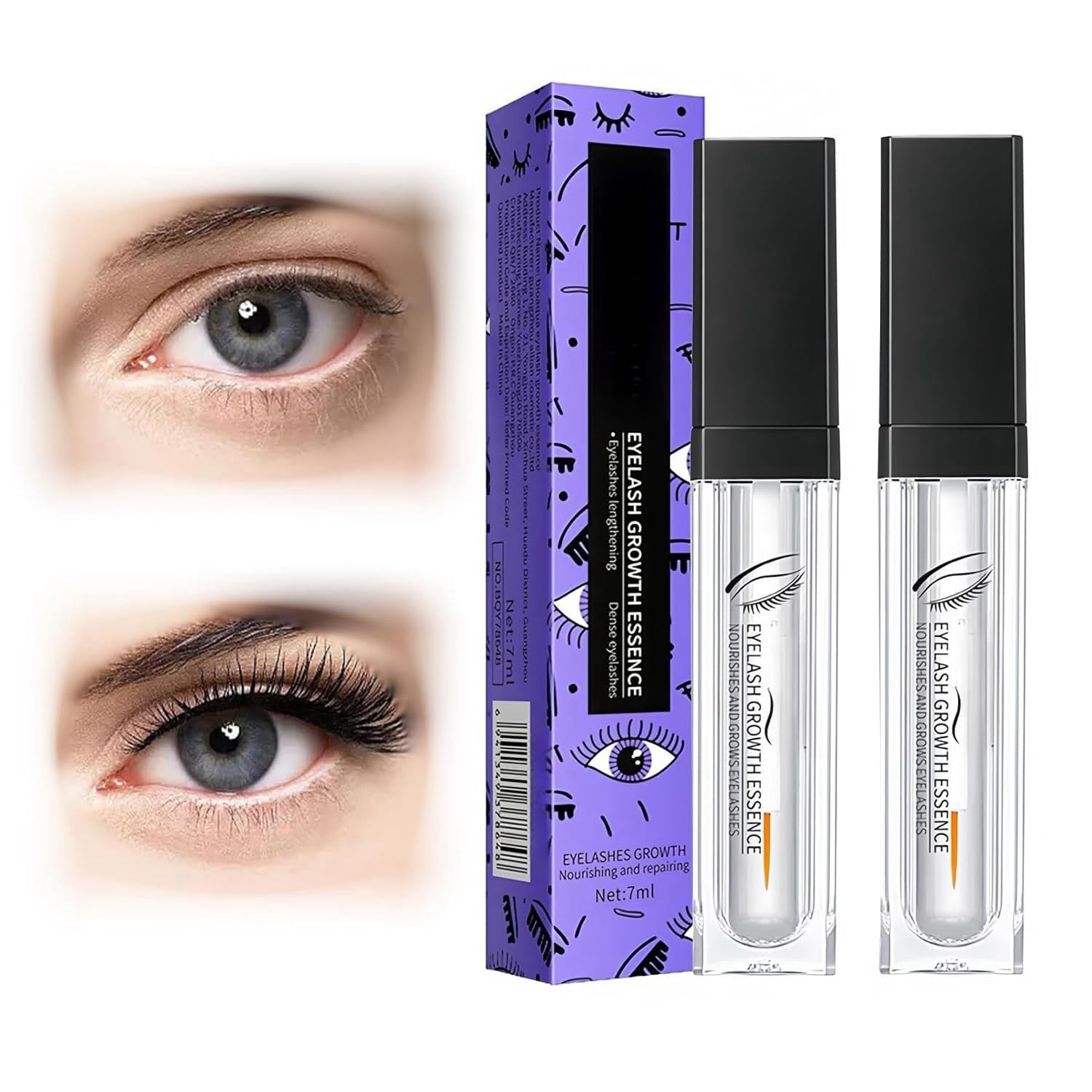 **Eyelash Growth Serum for Longer, Fuller Lashes – 2 Pack | Natural Lash Enhancer with Curling Effect | Perfect for Daily Use & Special Occasions**