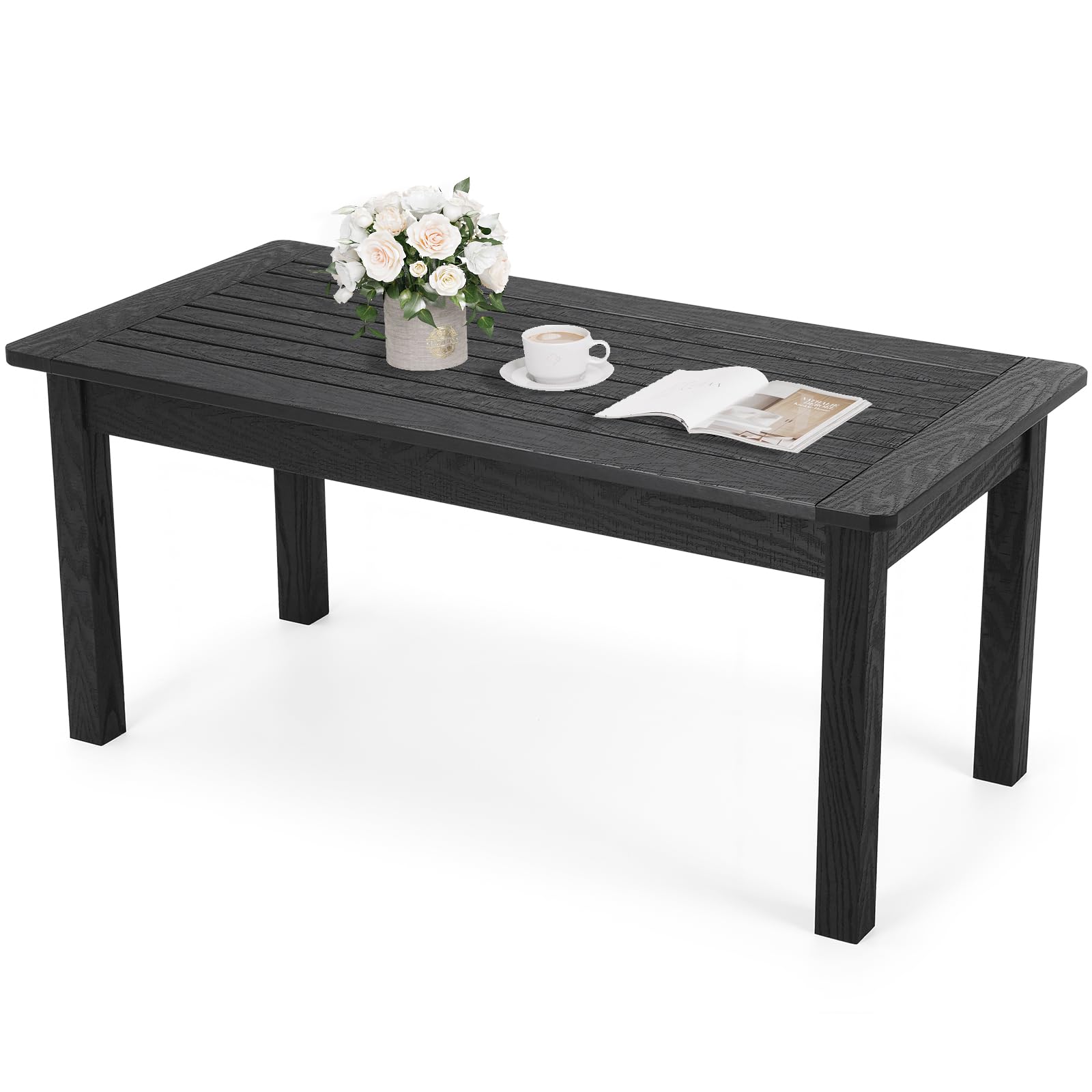 Stoog Outdoor Coffee Table - All-Weather Poly Lumber Patio Side Table, Rectangle End Table for Backyard, Porch, Garden, Balcony & Deck - Black | Perfect for Outdoor Entertaining, Poolside Relaxation & Patio Decor