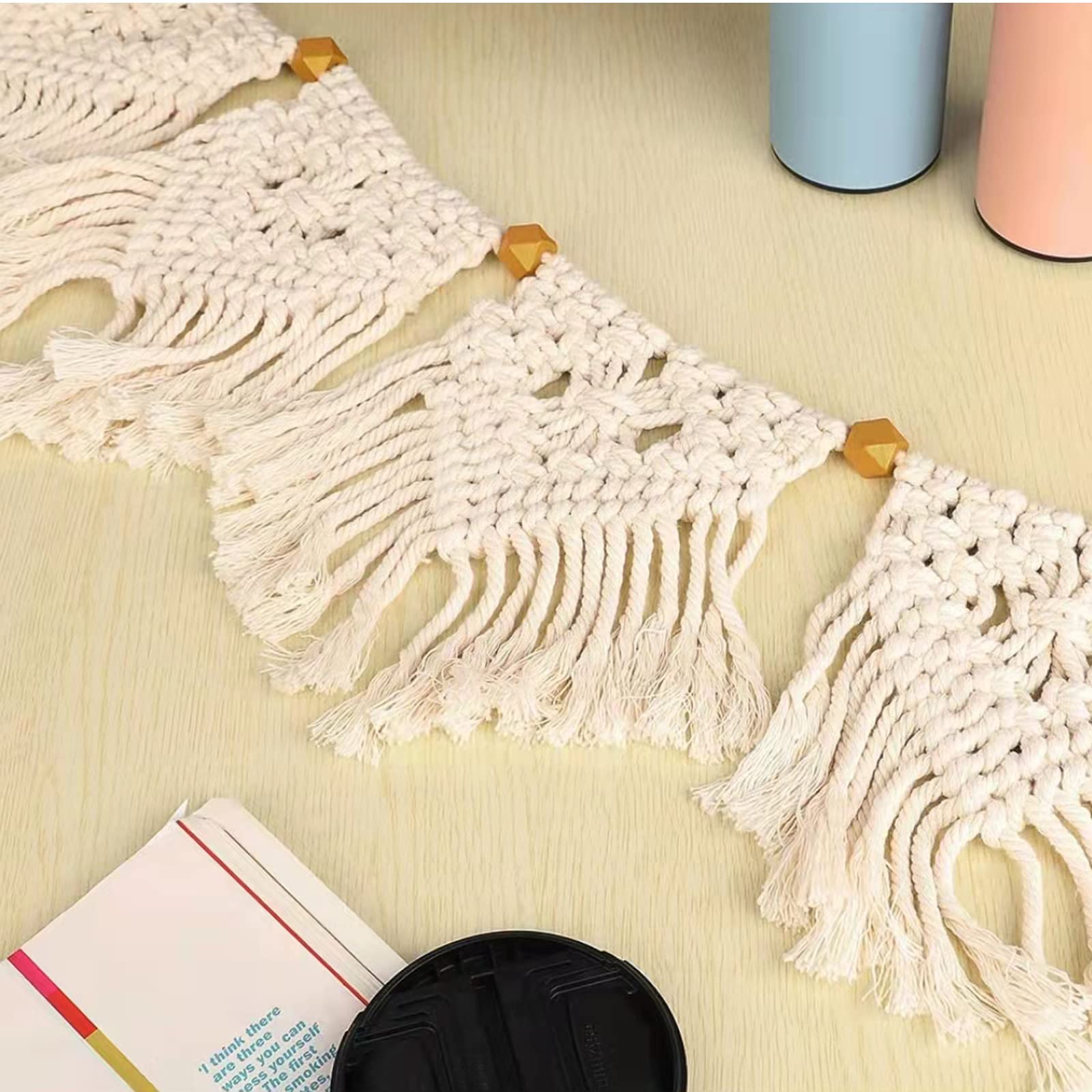 Boho Macrame Wall Hanging - Small Woven Decor for Bedroom, Living Room & Kitchen