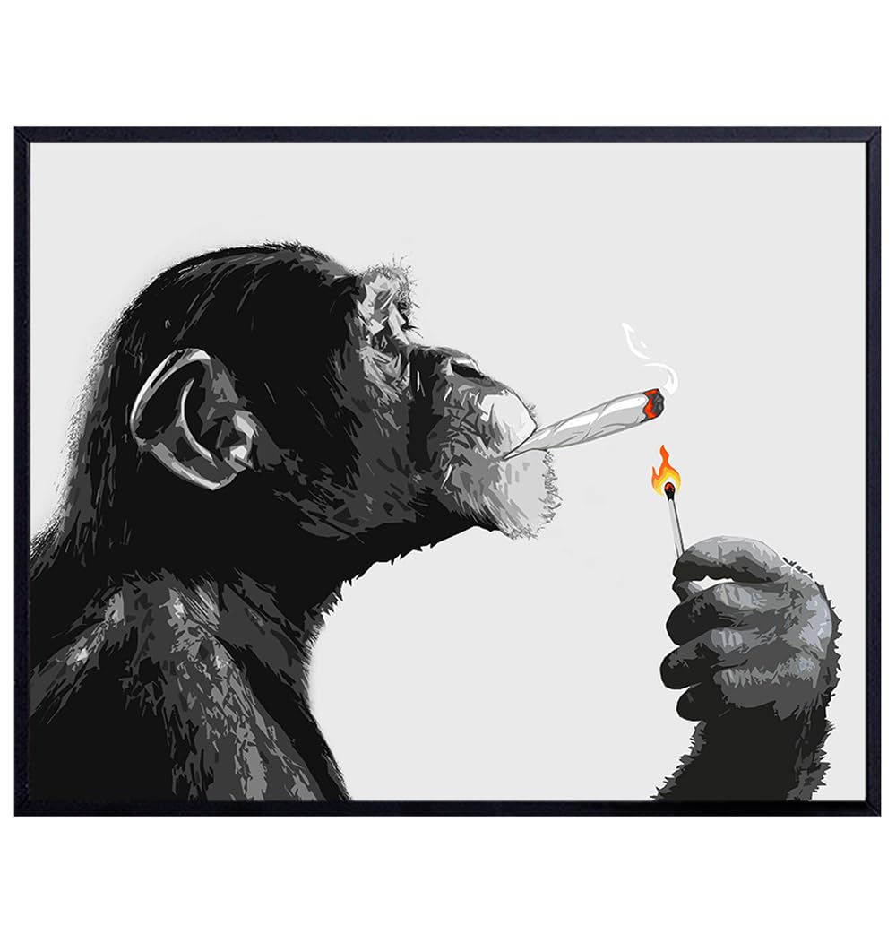 DOPE Chimp Smoking Weed Poster - 11x14 Psychedelic Wall Art for Stoner Room Decor - Trippy Cannabis Art Print - Unique Marijuana Gifts for Men - Perfect for Living Room, Bedroom & Smoke Lounge Decor