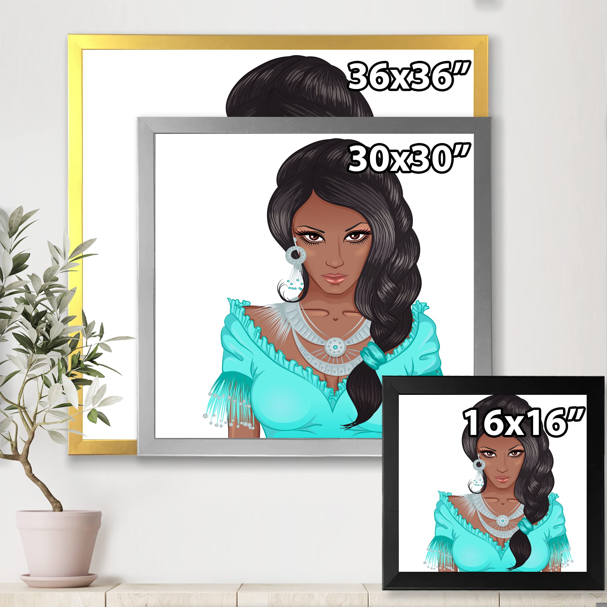 African American Woman Portrait XVI - Modern Framed Wall Art Decor for Living Room, Bedroom & Office