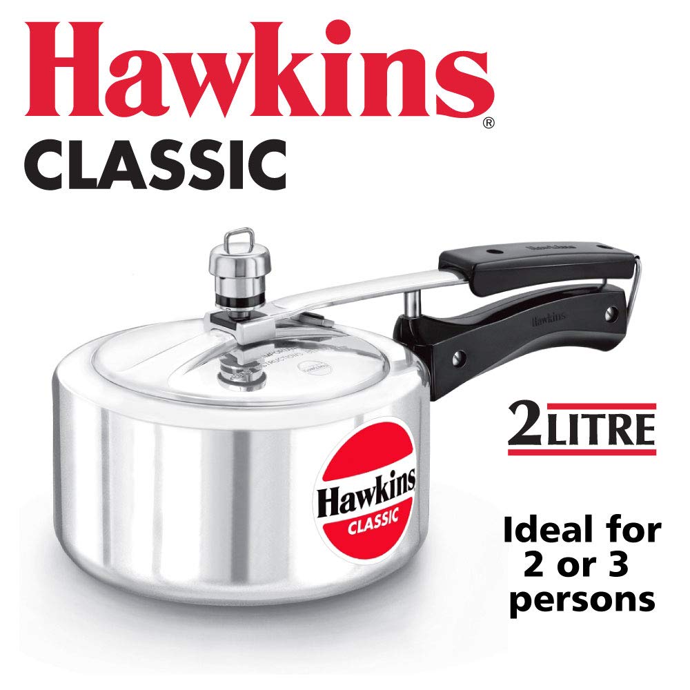 Hawkins CL20 Classic 2L Aluminum Pressure Cooker - Fast & Safe Cooking for Soups, Stews, and Meal Prep | Perfect for Home Kitchens & Camping