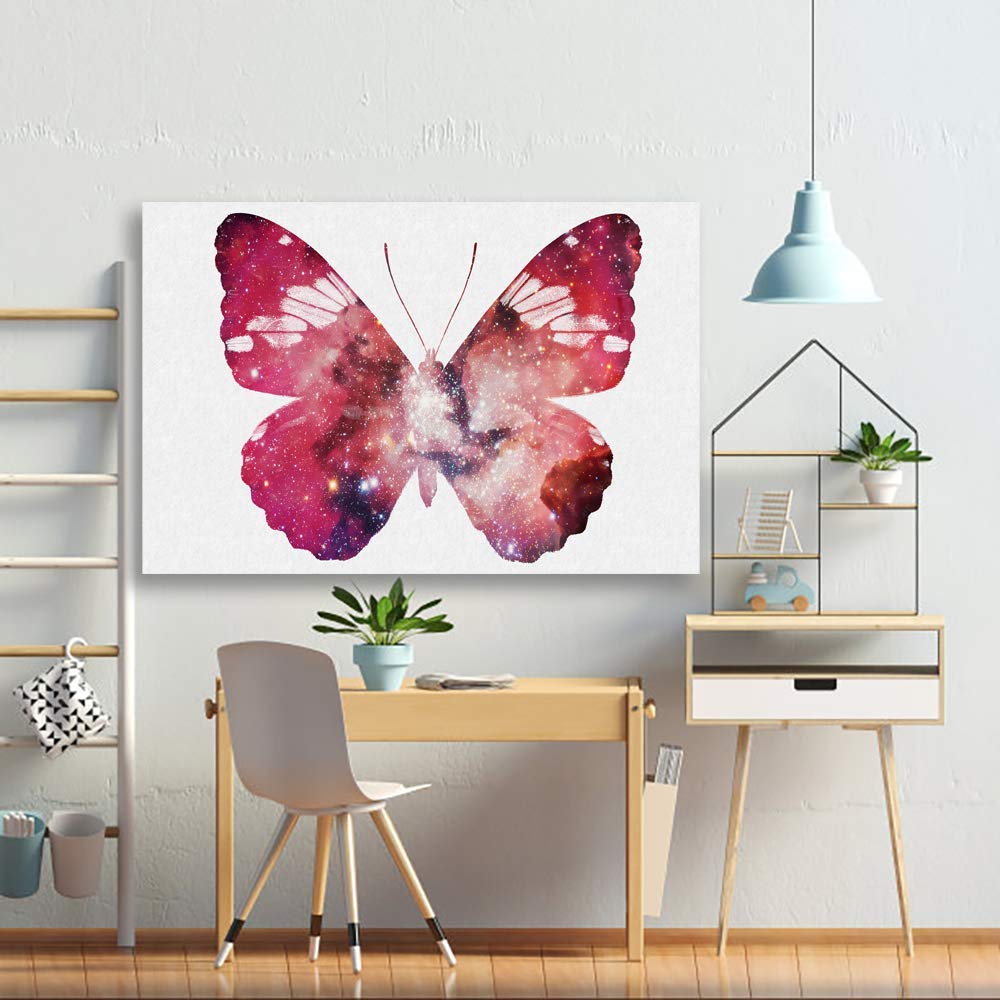 Beautiful Butterfly Giclee Canvas Wall Art - 12x18 Inches Handmade Painting for Bedroom, Living Room, Home Office & Nursery Decor
