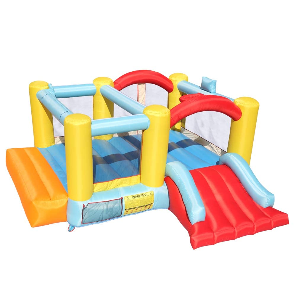 Inflatable Bounce House with Basketball Hoop & Slide - Kids Jumping Castle for Backyard Parties, Birthday Celebrations & Outdoor Family Fun - Waterproof Bouncy House for Children's Playtime & Summer Activities