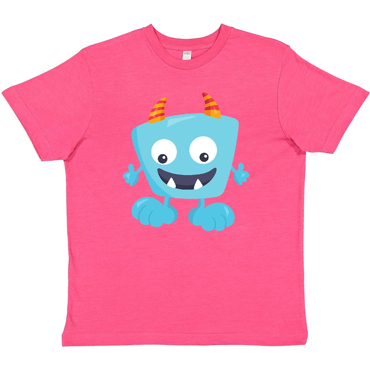 Inktastic Cute Monster Graphic T-Shirt for Kids - Blue Funny Monster with Horns Design - Perfect for Casual Wear, School, and Playdates