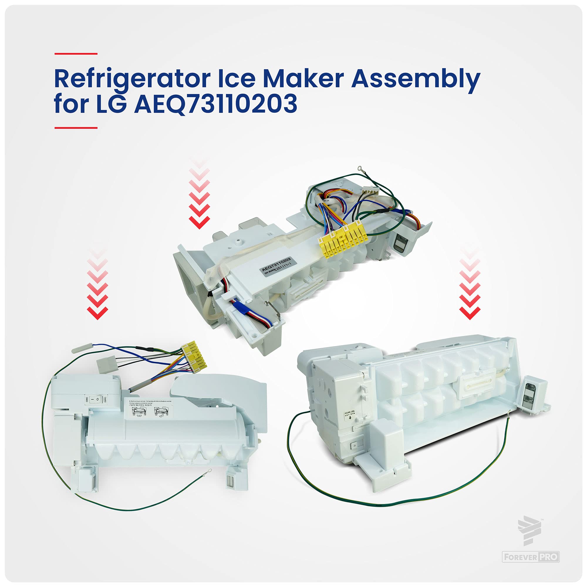 ForeverPRO AEQ73110203 Ice Maker Assembly Kit Compatible with LG Refrigerator Models 2657857 & PS7788172 - Replacement Part for AEQ73110209 - Perfect for Kitchen Appliance Repair & Ice Dispenser Maintenance