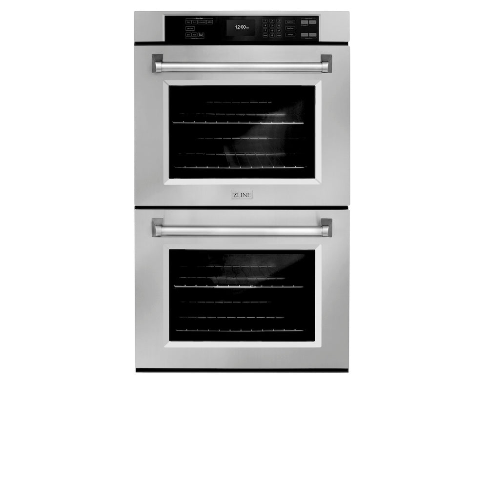 ZLINE 30 Inch Stainless Steel Professional True Convection Double Wall Oven with Air Fry & Self-Clean - Perfect for Home Chefs & Entertaining (WAD 30)