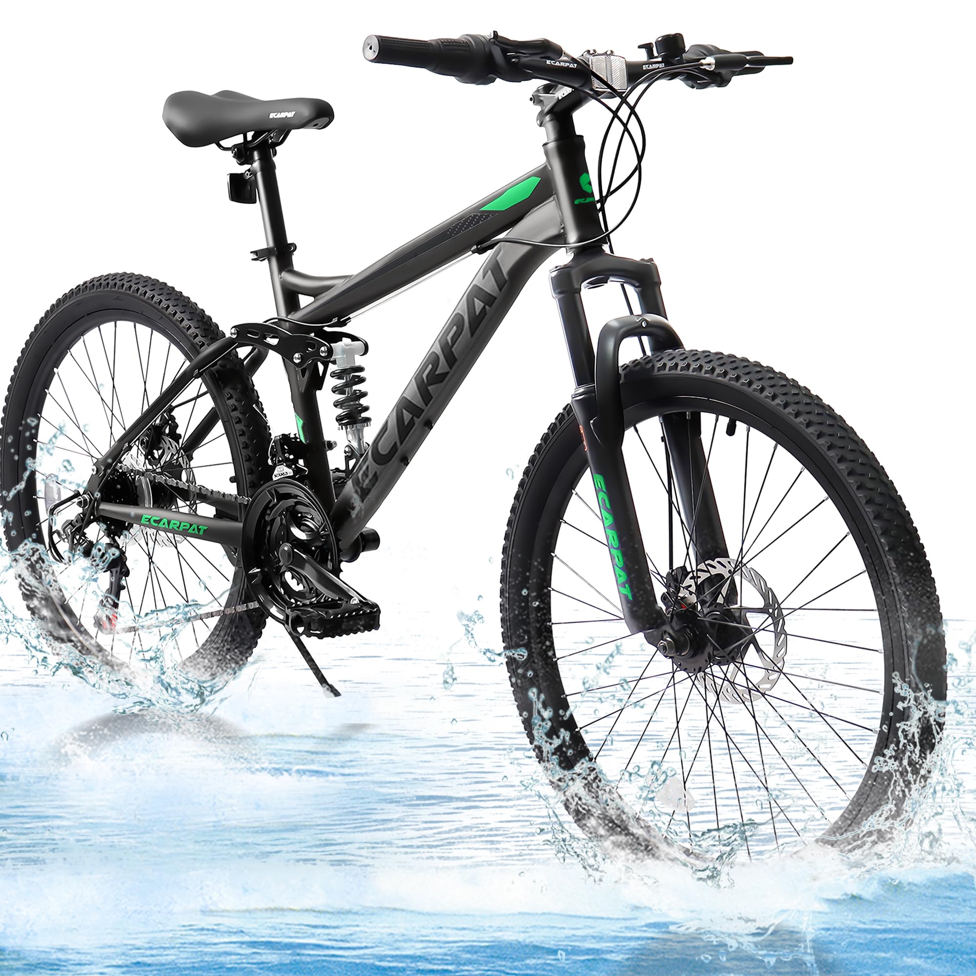 **24/26/27.5 Inch Mountain Bike for Men & Women - 21-Speed Dual Suspension, Disc Brake, Carbon Steel Frame - Trail, Beach, Snow, Commuter & City Riding - Perfect Birthday Gift**