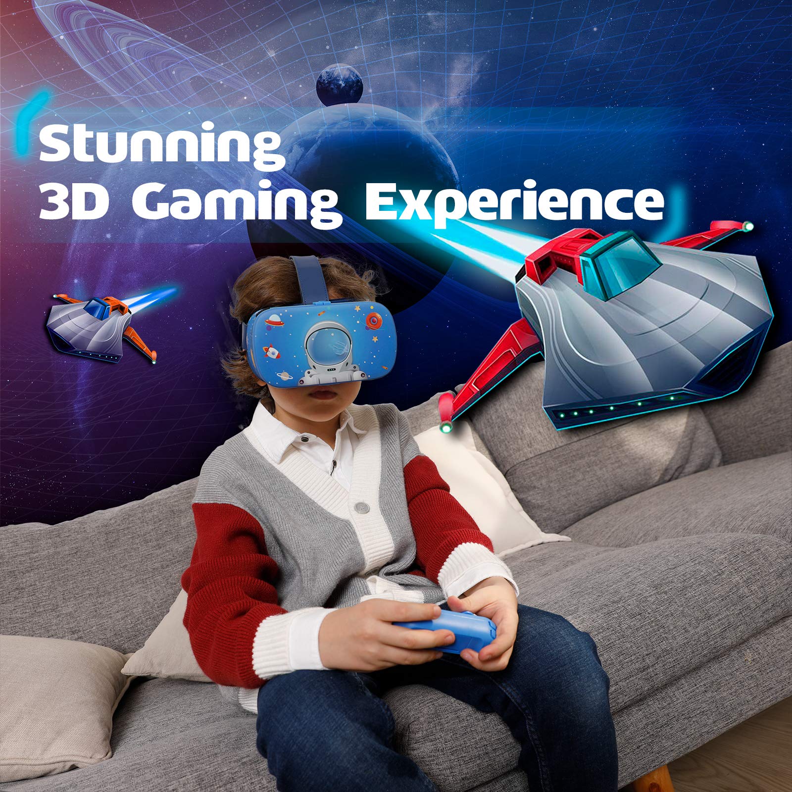 DESTEK VR Dream Headset for Kids - 110° FOV HD Virtual Reality Glasses with Anti-Blue Light Eye Protection | Perfect Gift for Exploring Virtual Worlds | Great for Educational Games, Travel Entertainment & Family Movie Nights