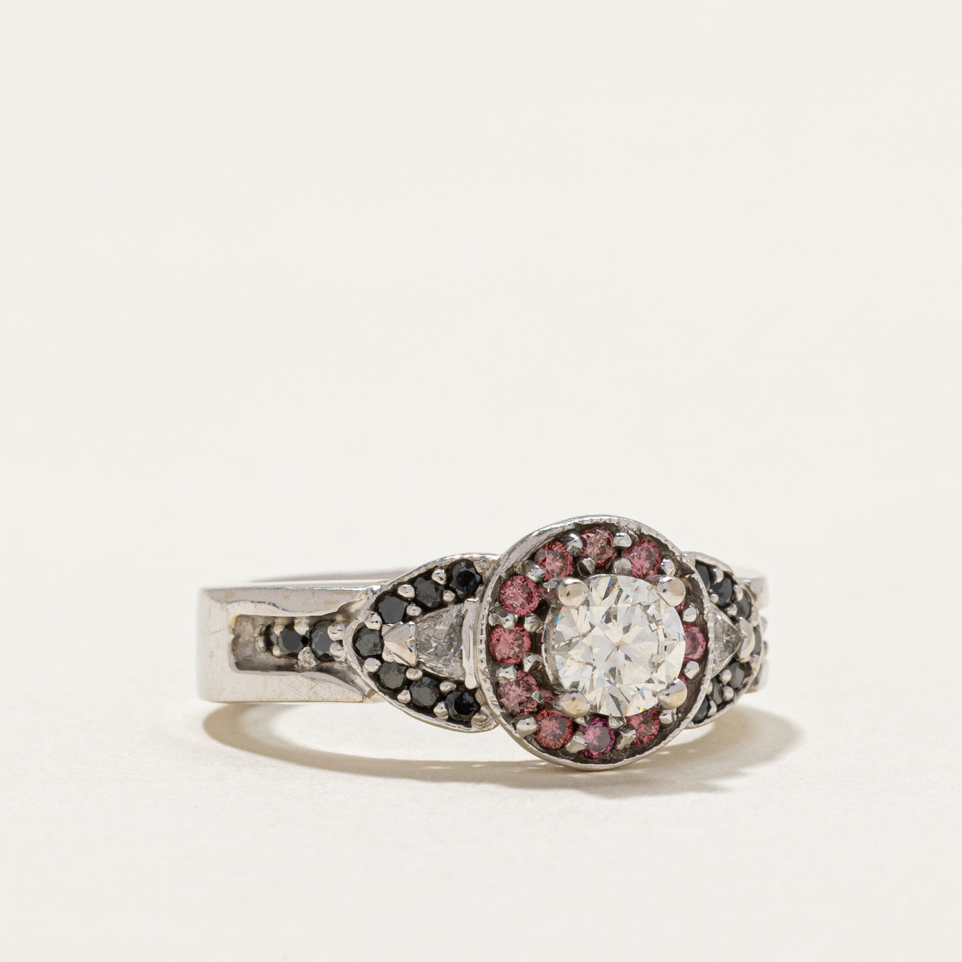 0.59ctw Multi Color Diamond Halo Engagement Ring - Size 5.5 | Elegant Wedding Band, Anniversary Gift & Proposal Jewelry for Her