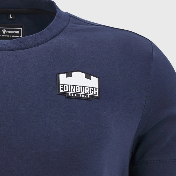 Edinburgh Rugby Macron Cotton T-Shirt - Navy Blue | Comfortable & Breathable for Sports & Casual Wear