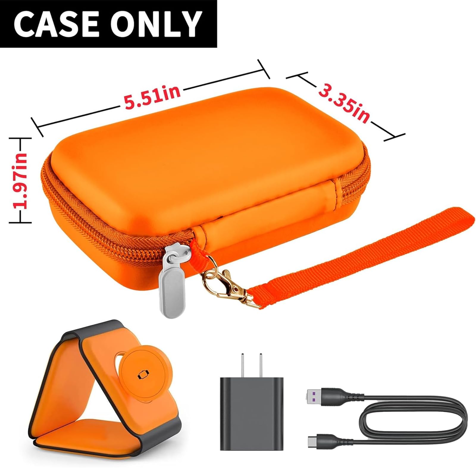 UCOMX Nano Rtops Hicober Iseyyox 3-in-1 Wireless Charger Travel Case - Foldable Magnetic Charging Station Storage Bag for Fast Charge Pad, Cable & Adapter (Orange Box) - Perfect for Travel, Office & Home Organization