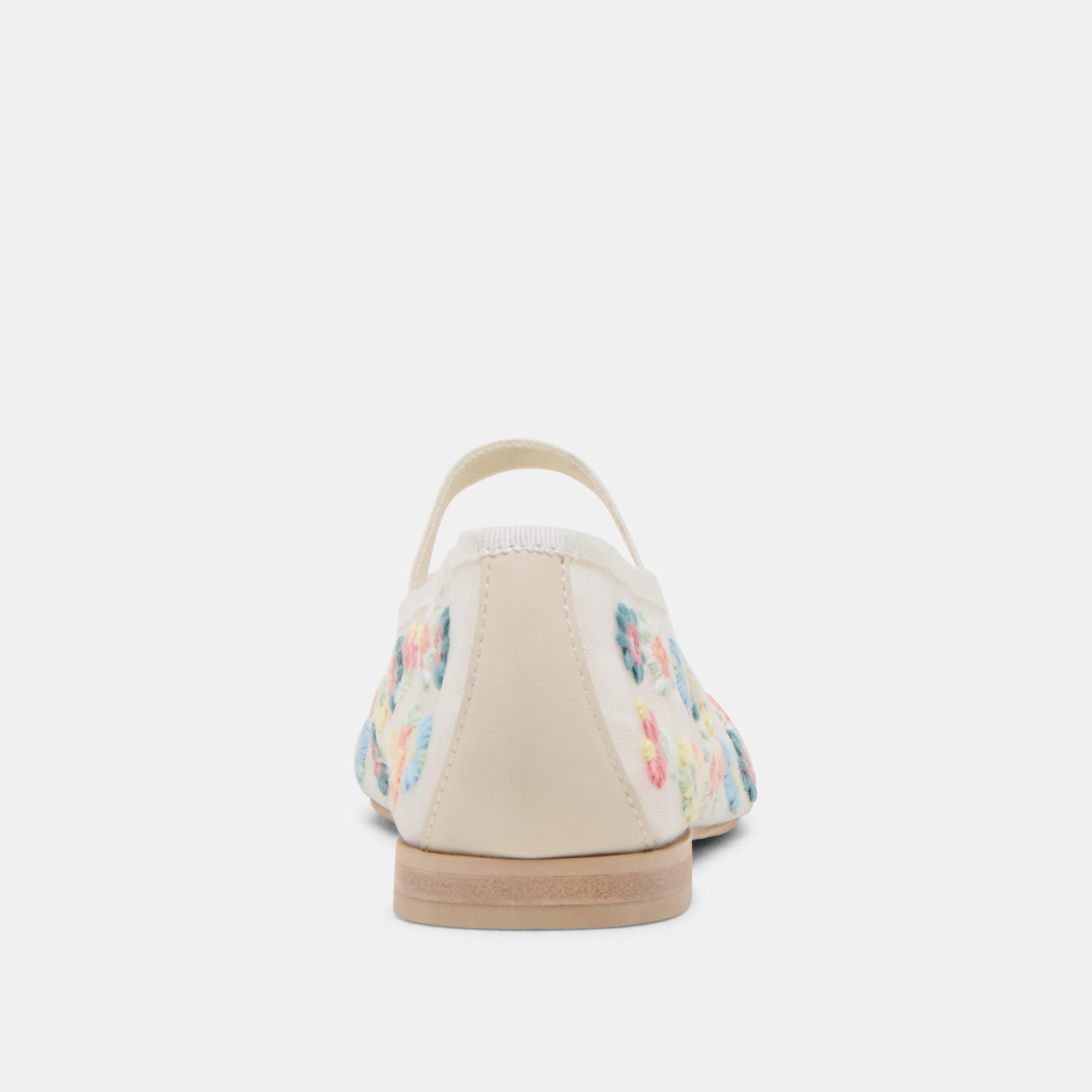 Cadel Floral Ballet Flats for Women - Ivory Floral Mesh Comfortable Slip-On Shoes - Perfect for Dance, Work, and Casual Wear