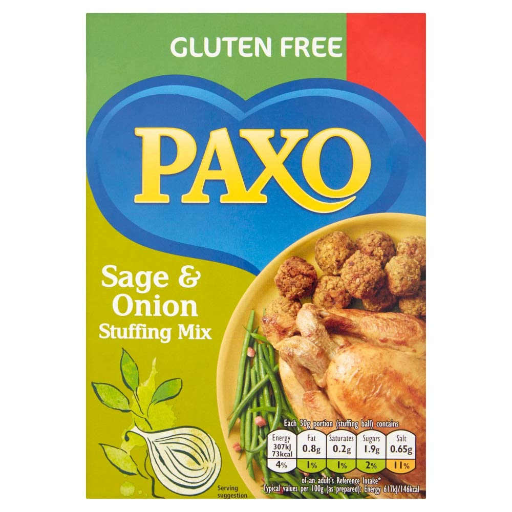 Paxo Gluten Free Sage & Onion Stuffing Mix 150g - Perfect for Thanksgiving, Christmas Roasts & Holiday Dinners