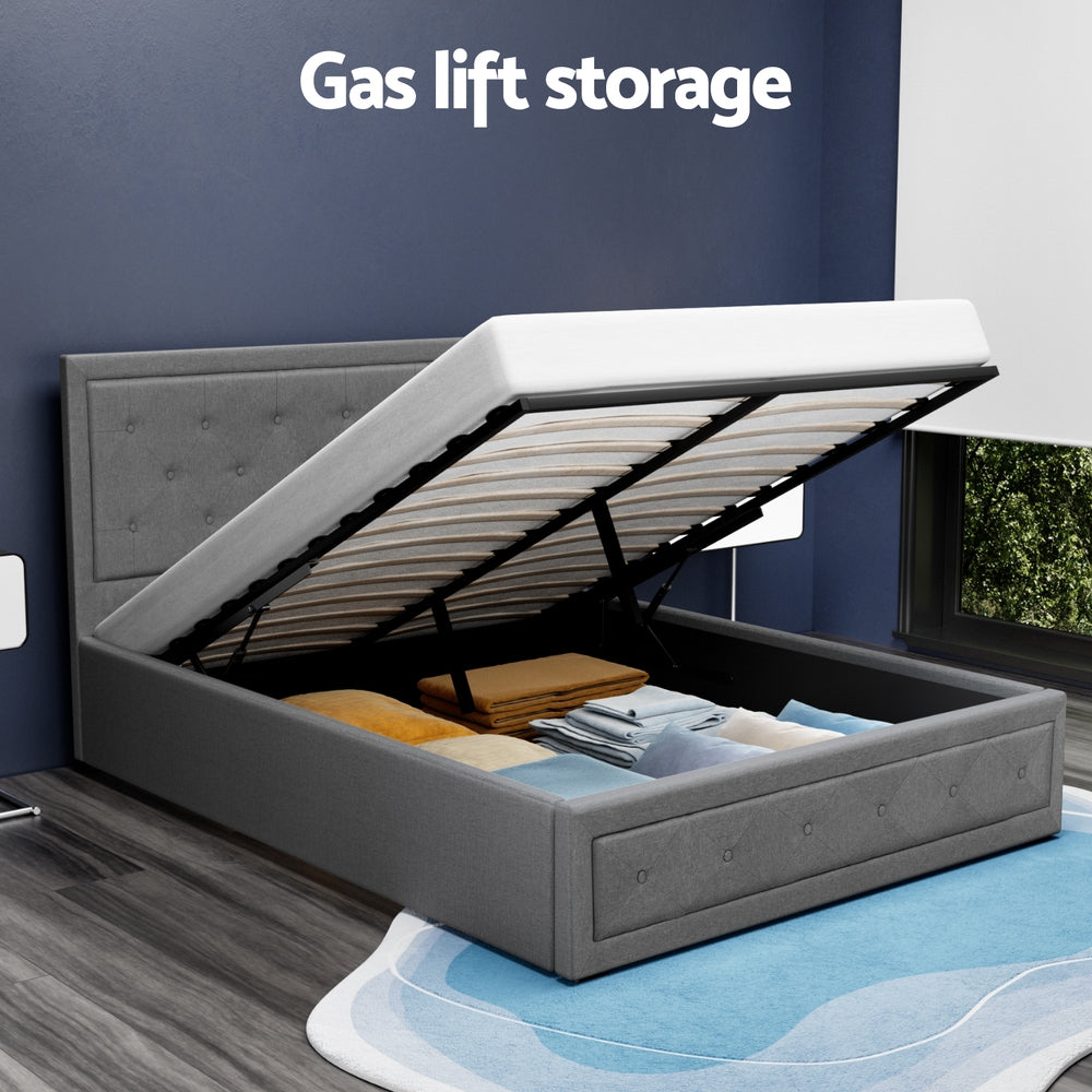 Bronte Grey Double Bed Frame with Storage - Underbed Drawers for Space Saving Bedroom Organization | Perfect for Small Apartments & Guest Rooms