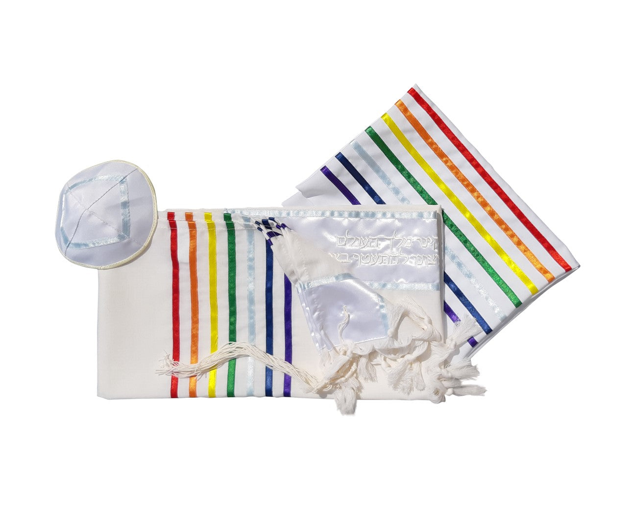 Handmade Wool Rainbow Tallit Prayer Shawl - Joseph's Coat of Many Colors Jewish Prayer Scarf with Tzitzit | Perfect for Bar Mitzvah, Bat Mitzvah & Jewish Religious Ceremonies | Spiritual Gift for Men & Women
